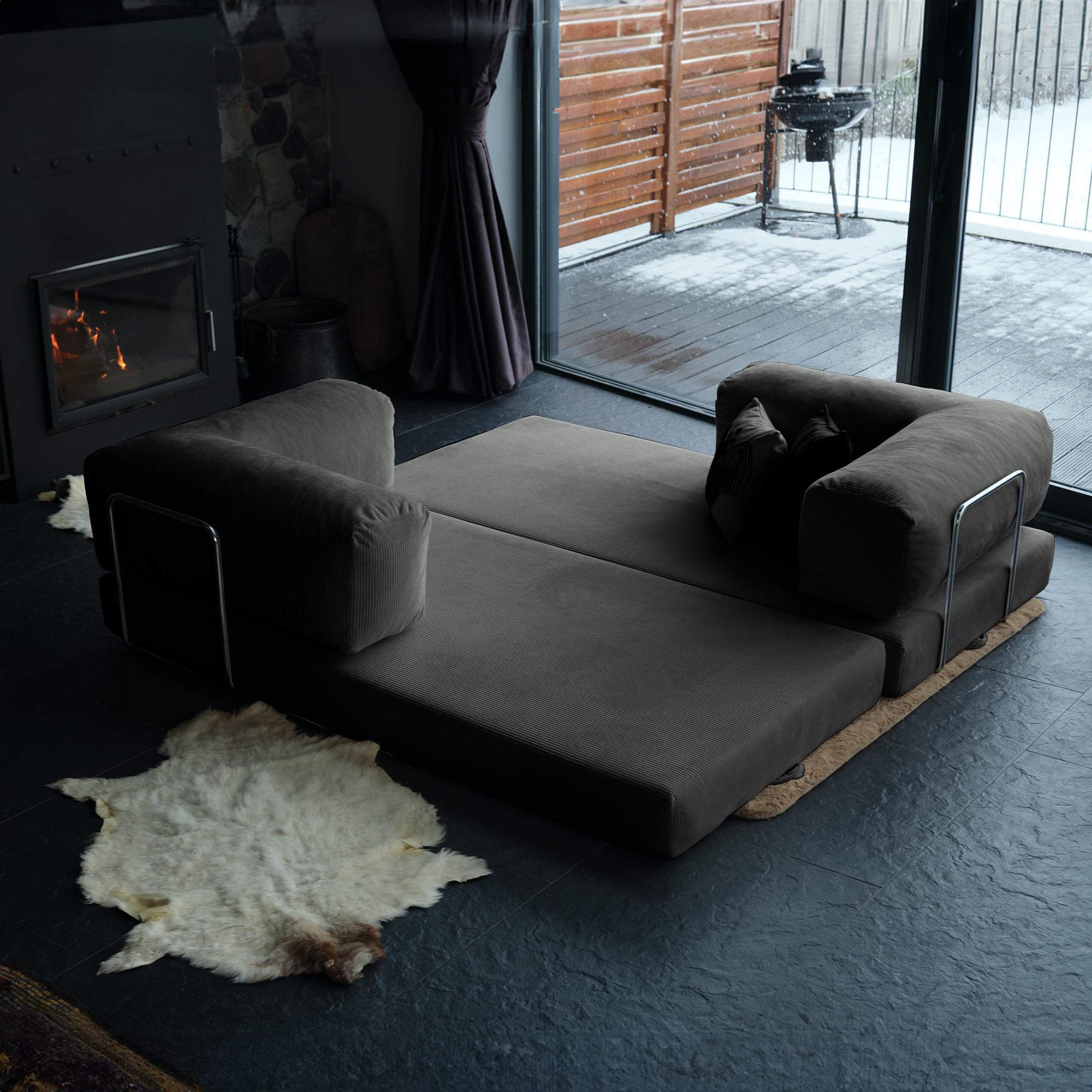 Teddy Corner Sofa Bed- Mustard