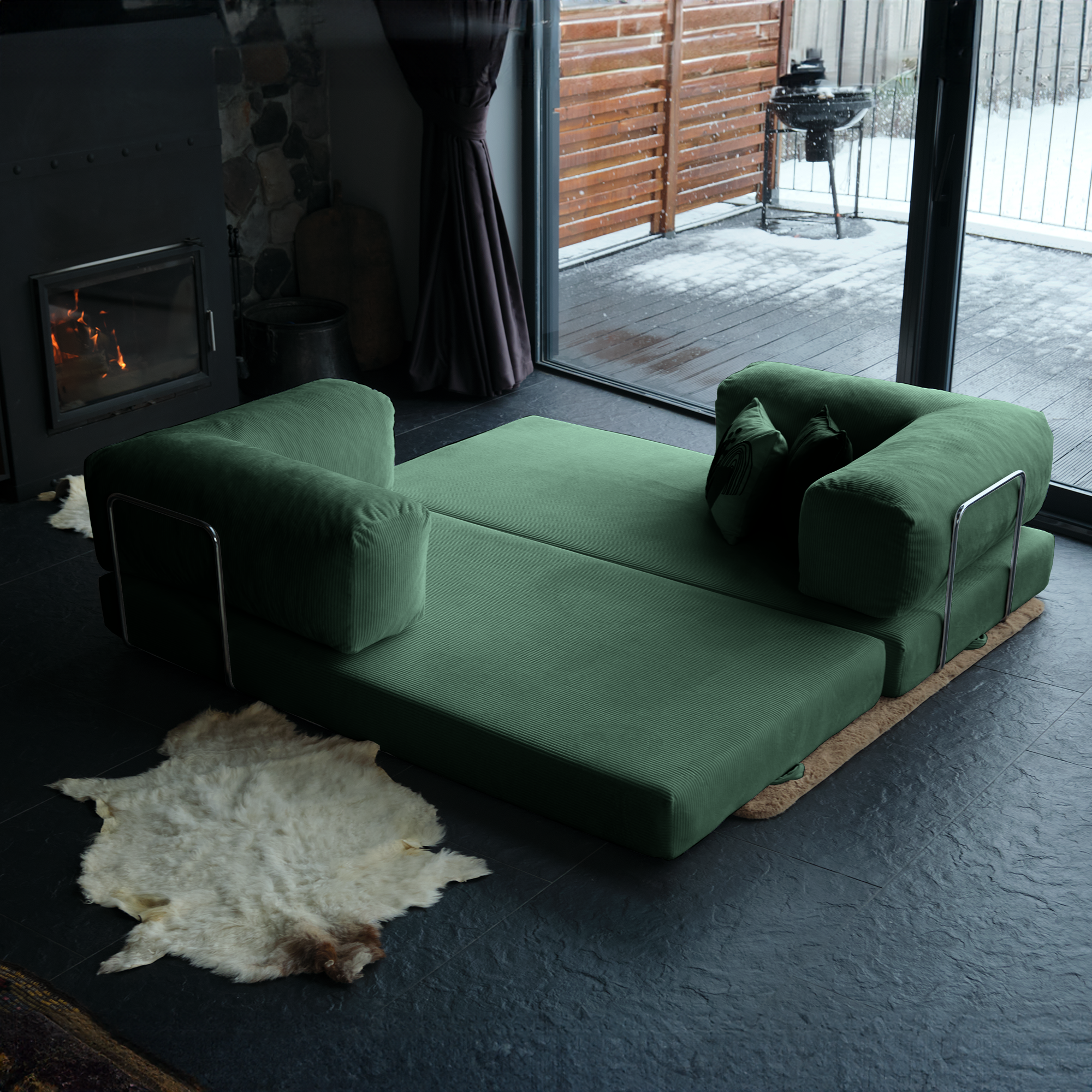 Teddy Corner Sofa Bed- Mustard