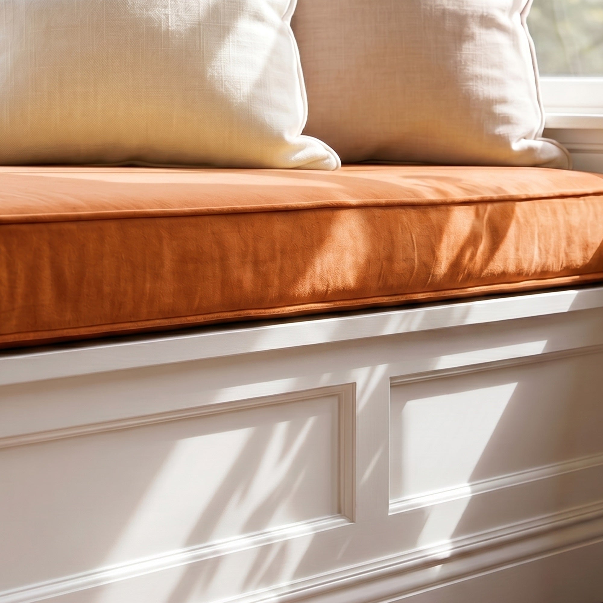 Custom Velvet & Cotton Terracotta Flat Window Seat Cushion - Baby 9
