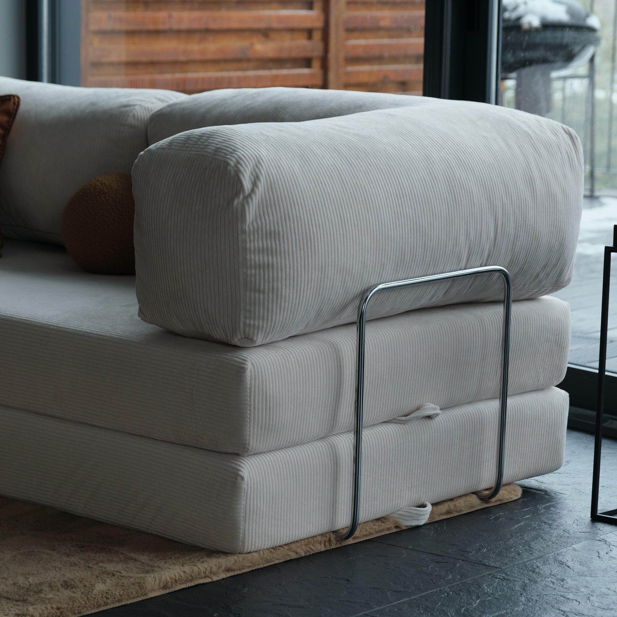 Teddy Corner Sofa Bed- Mustard