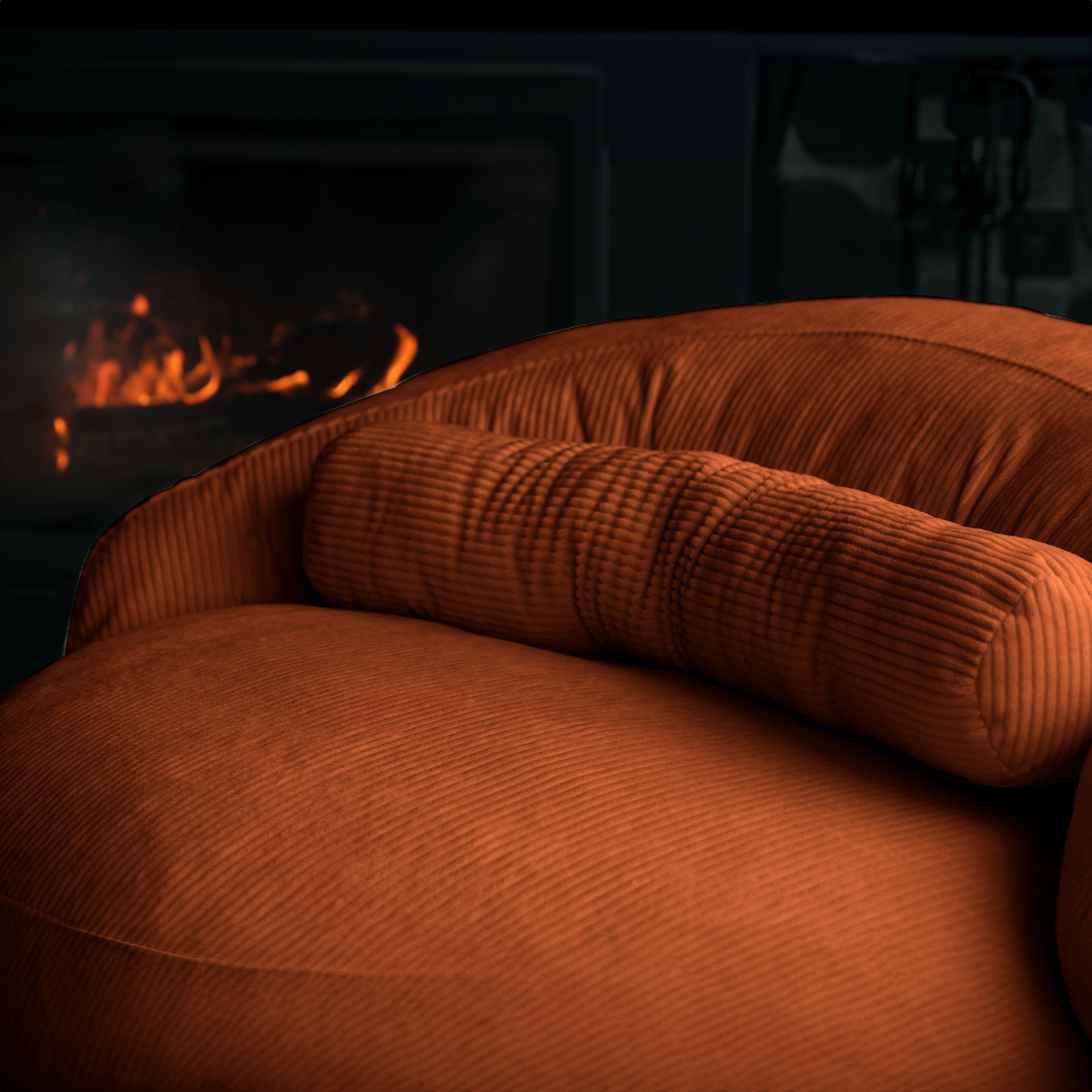 FELIXX Velvet Comfy Modern Pouf - Brick