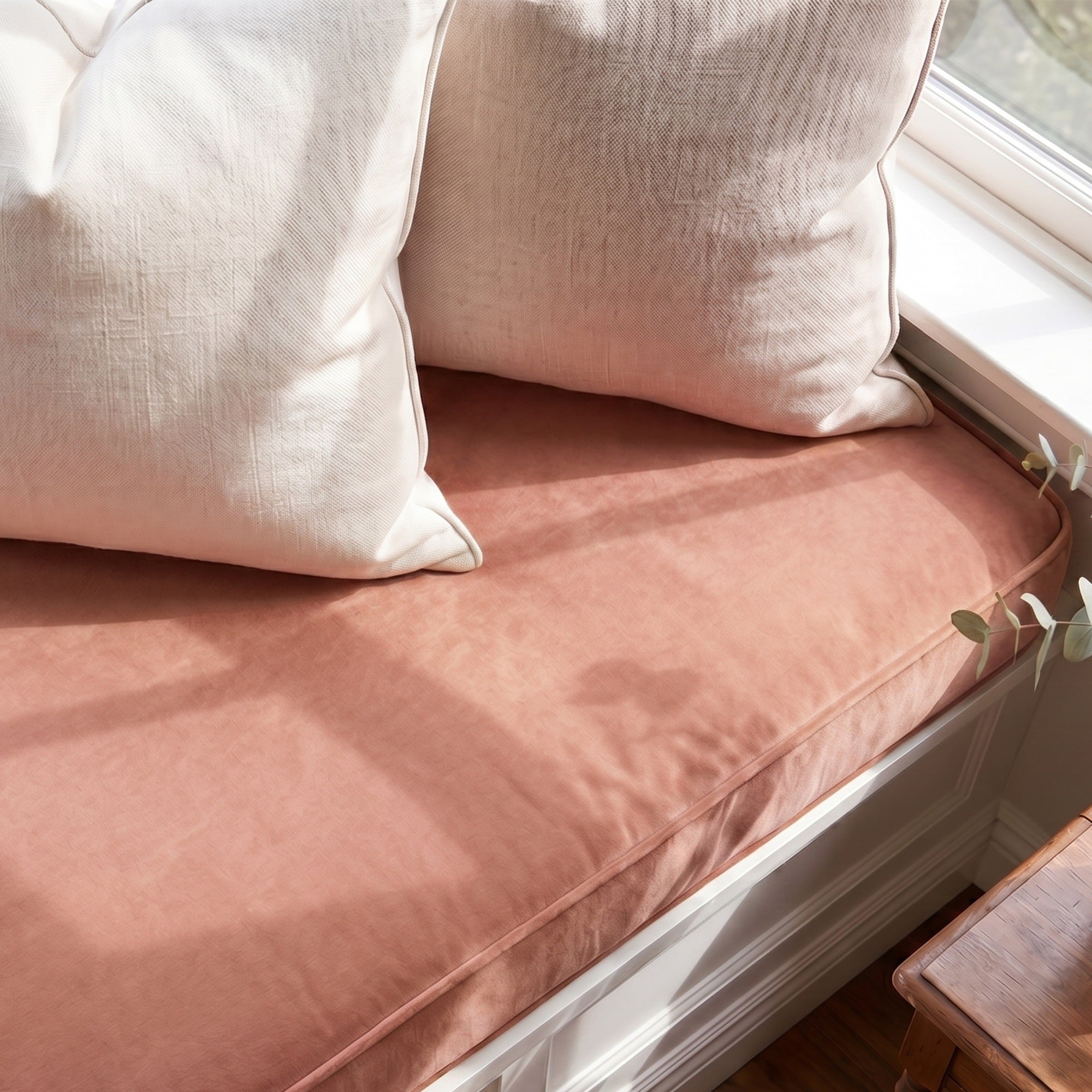 Custom Velvet & Cotton Dusty Rose Flat Window Seat Cushion - Baby 13