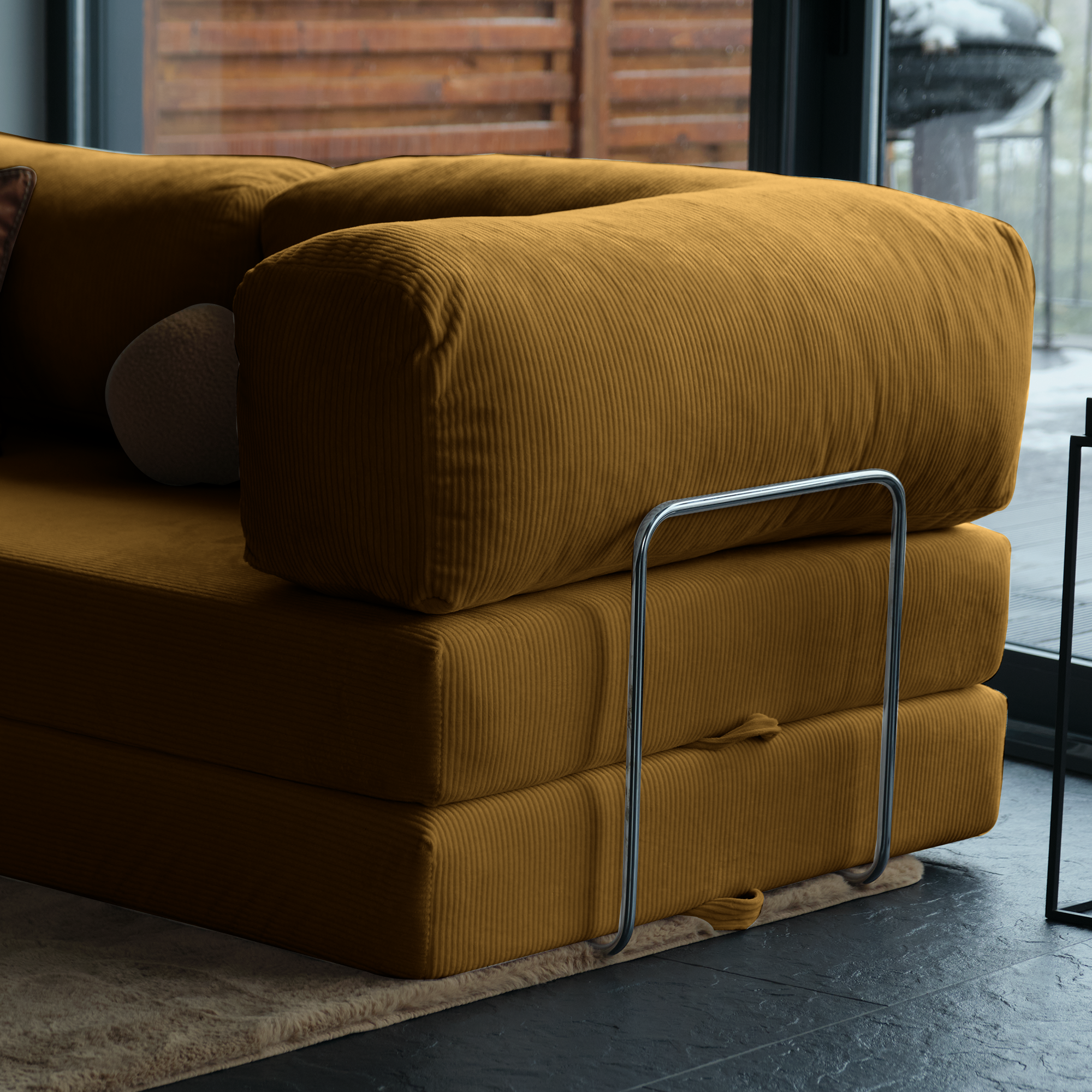 Teddy Corner Sofa Bed- Mustard