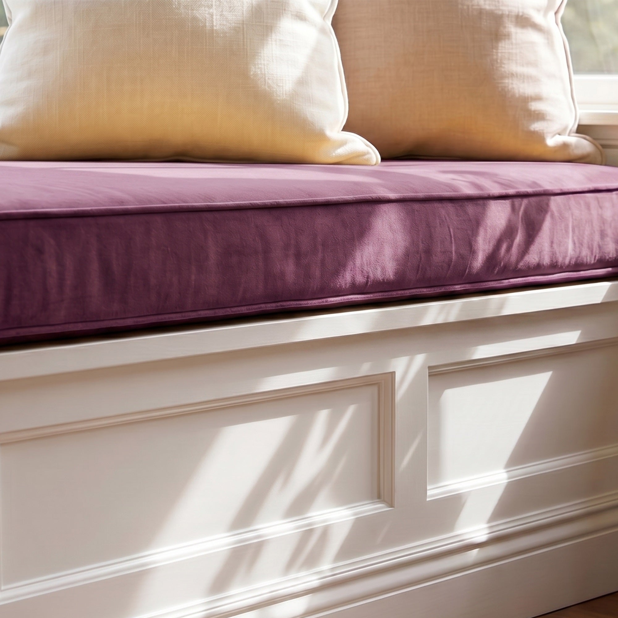 Custom Velvet & Cotton Purple Flat Window Seat Cushion - Baby 12