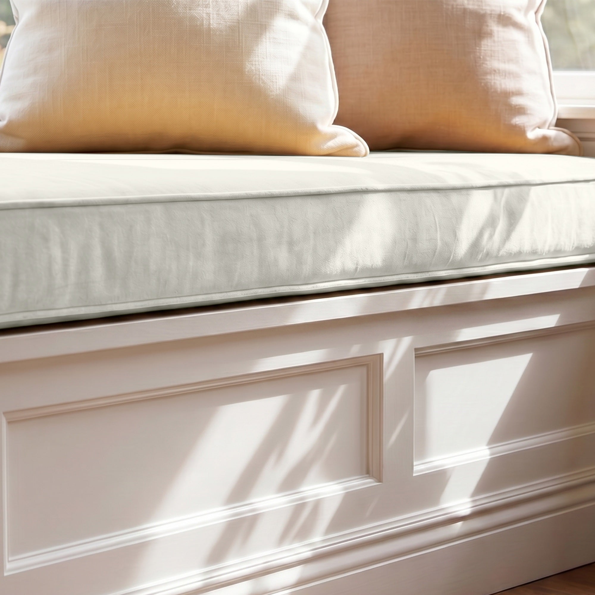 Custom Velvet & Cotton Gray Flat Window Seat Cushion COVER - Baby 2