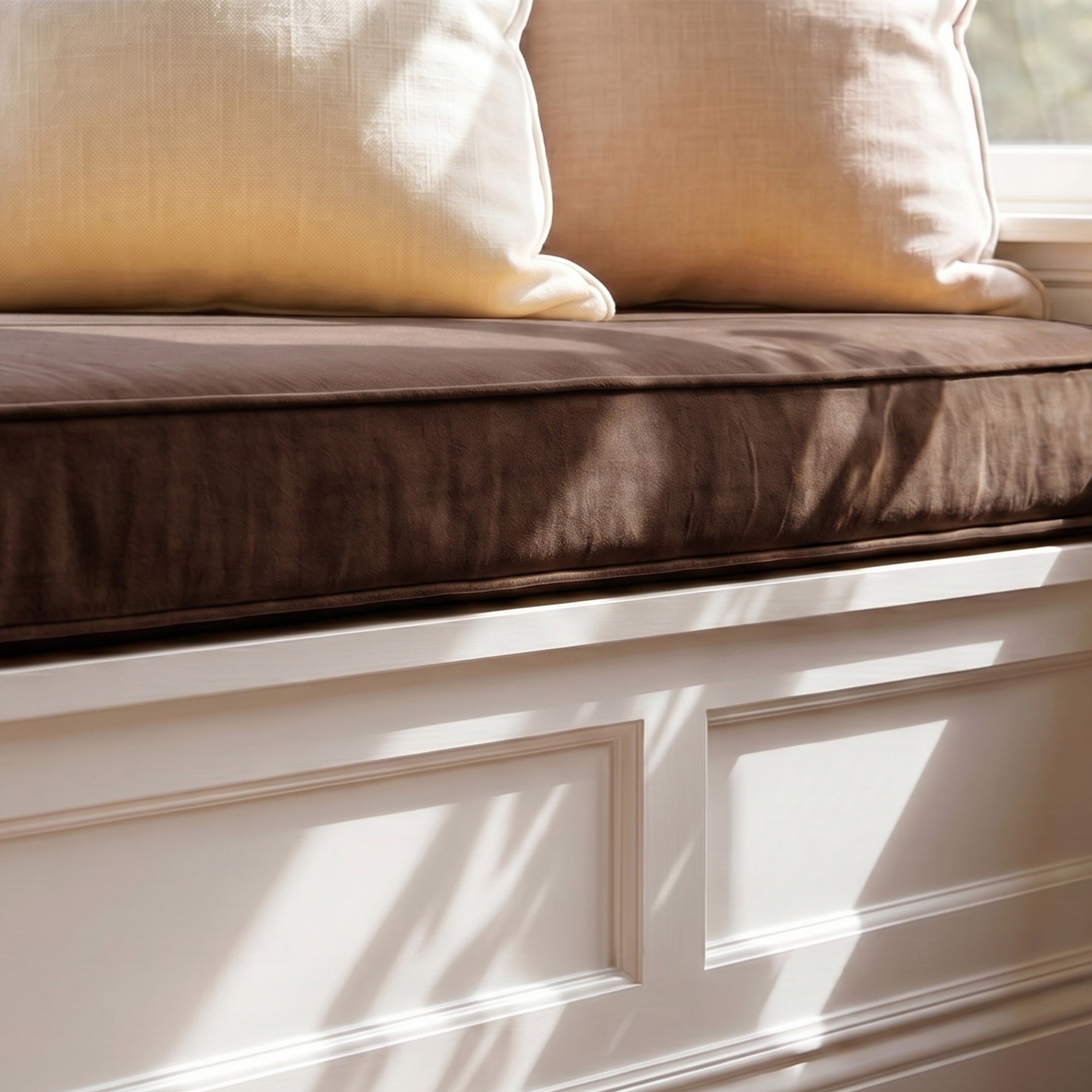 Custom Velvet & Cotton Brown Flat Window Seat Cushion COVER - Baby 8