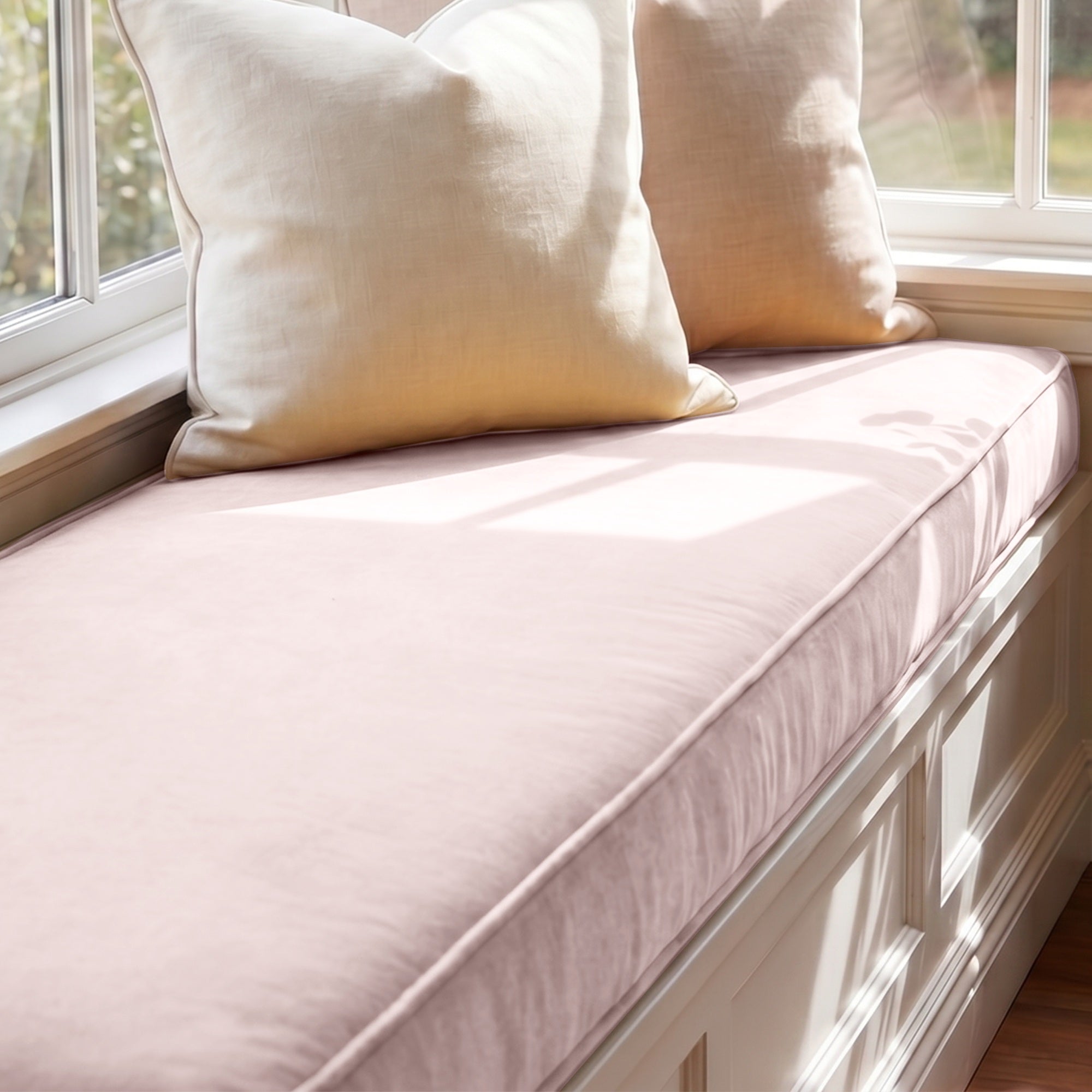 Custom Velvet & Cotton Dusty Pink Flat Window Seat Cushion COVER - Baby 10