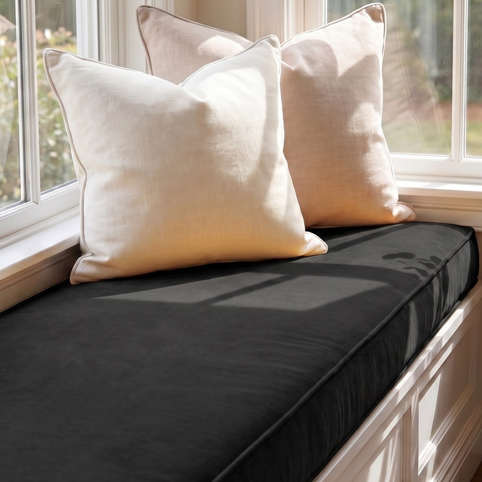 Custom Velvet & Cotton Black Flat Window Seat Cushion COVER - Baby 26