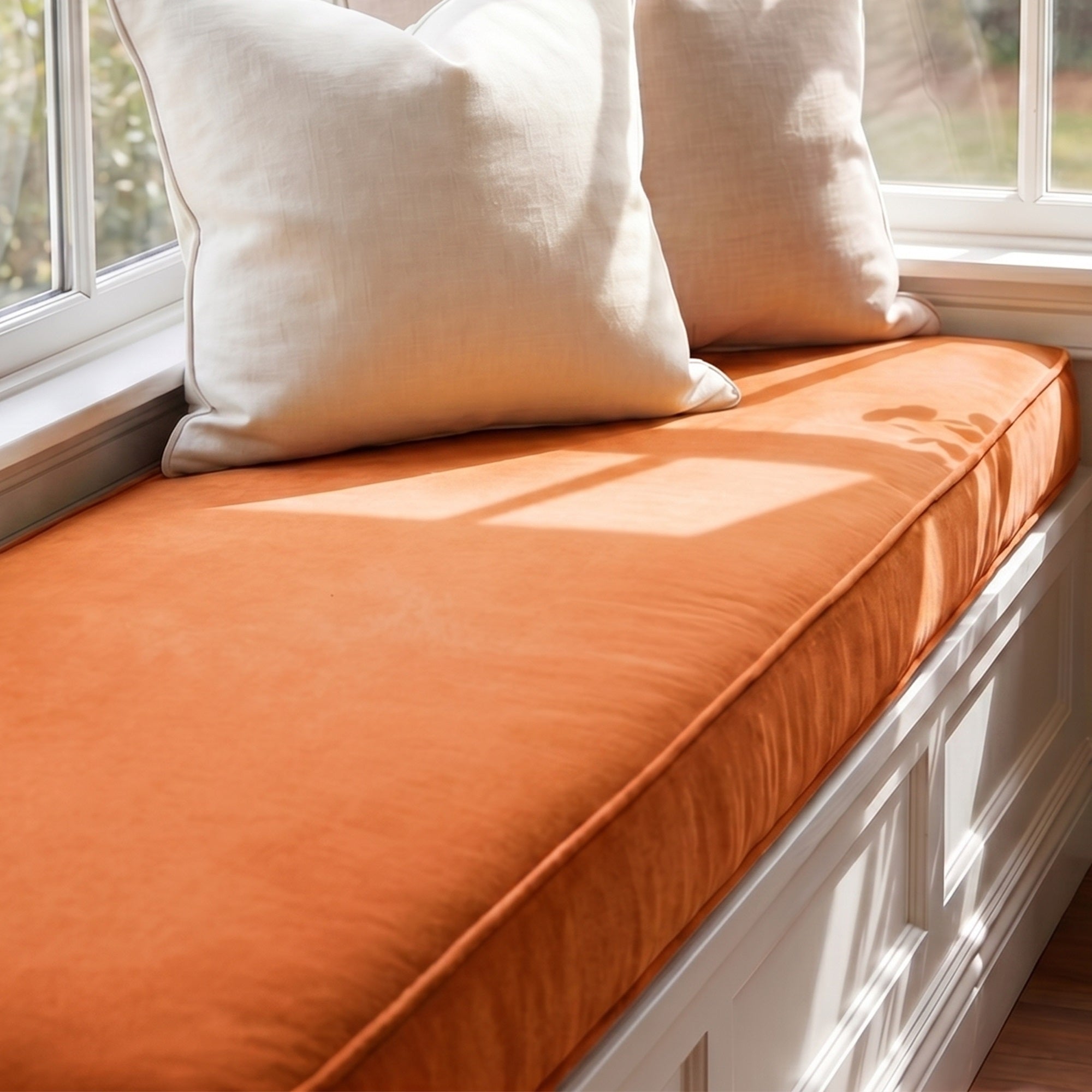 Custom Velvet & Cotton Terracotta Flat Window Seat Cushion - Baby 9