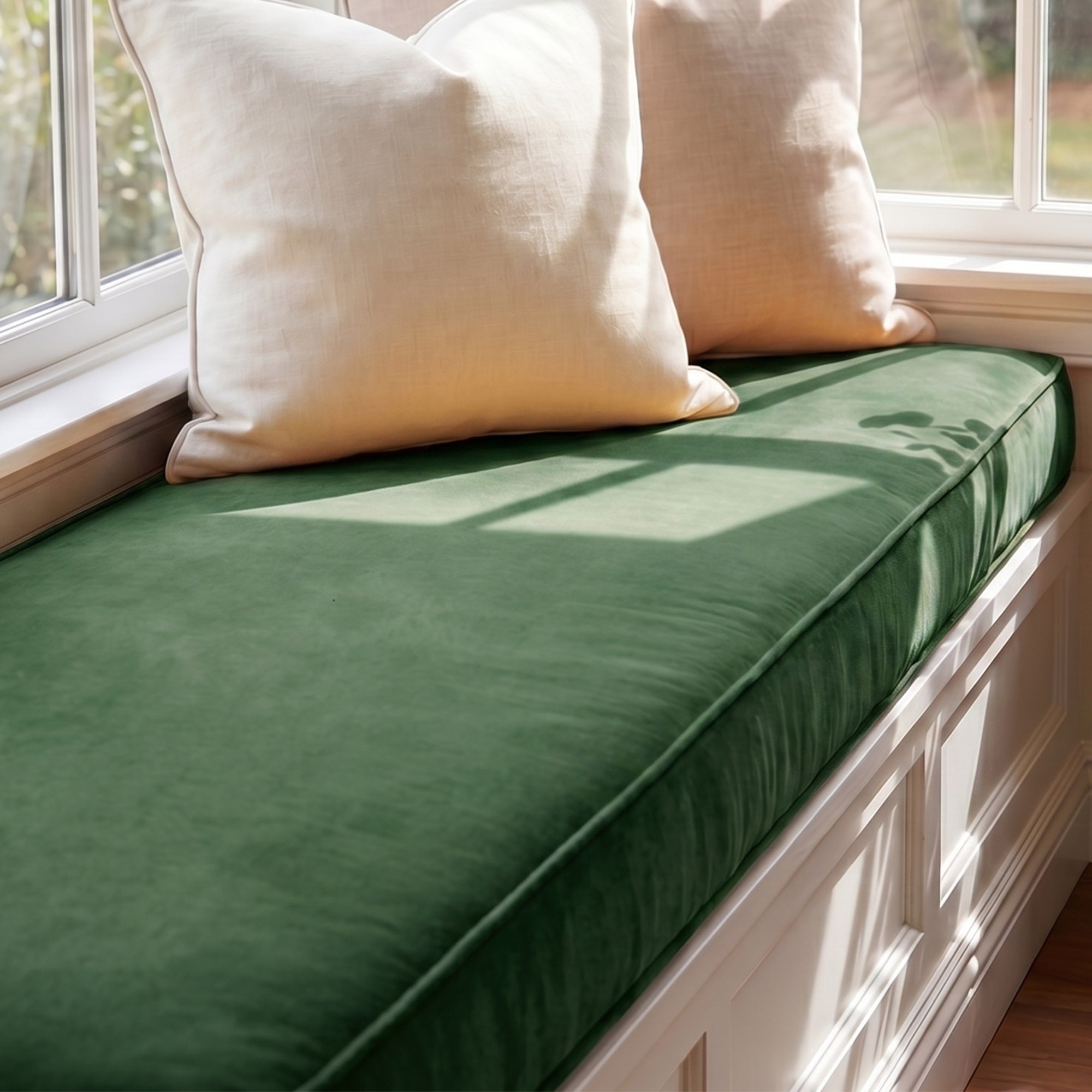 Custom Velvet & Cotton Green Flat Window Seat Cushion COVER - Baby 15