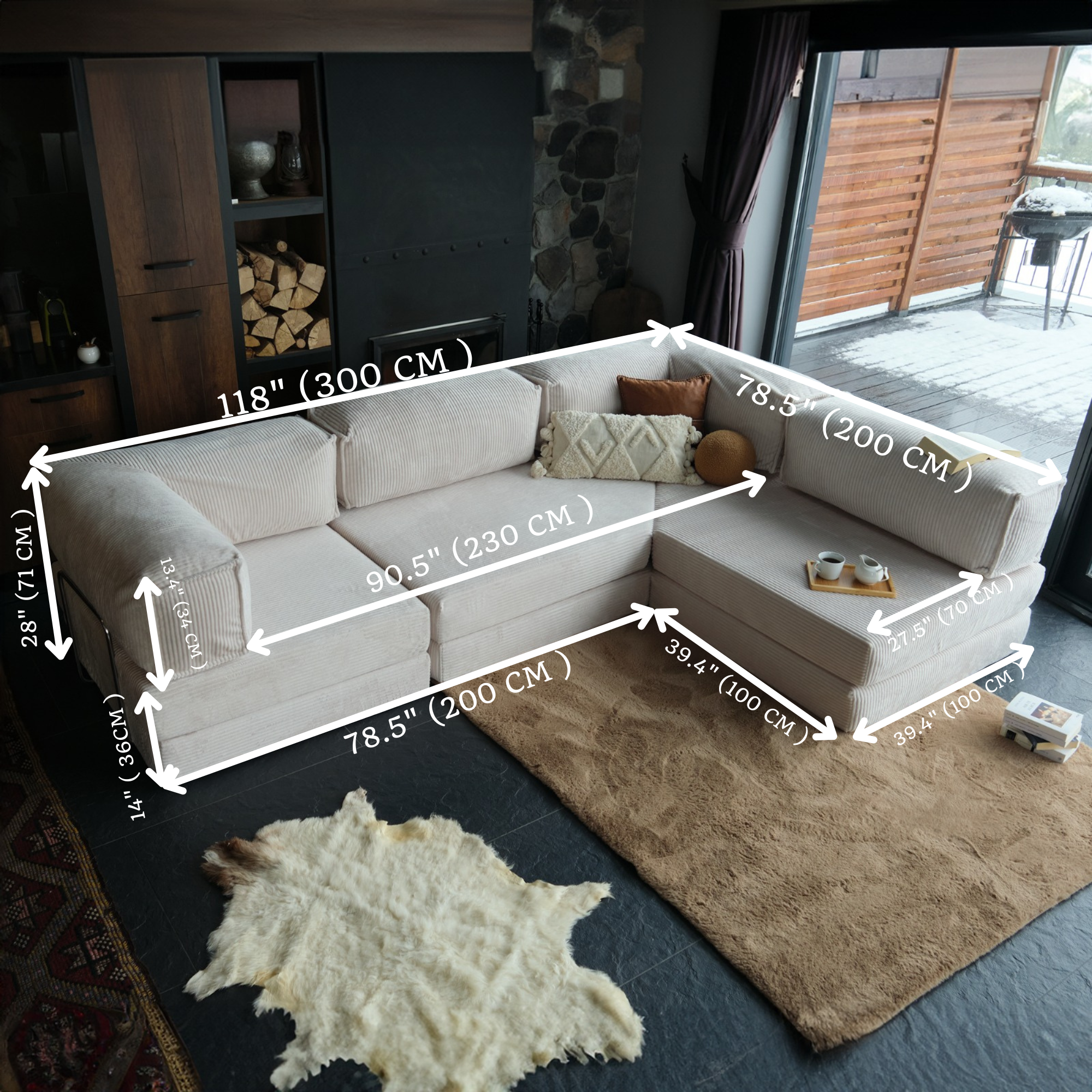 L Form Ultra Comfort Velvet Sofa - Brick