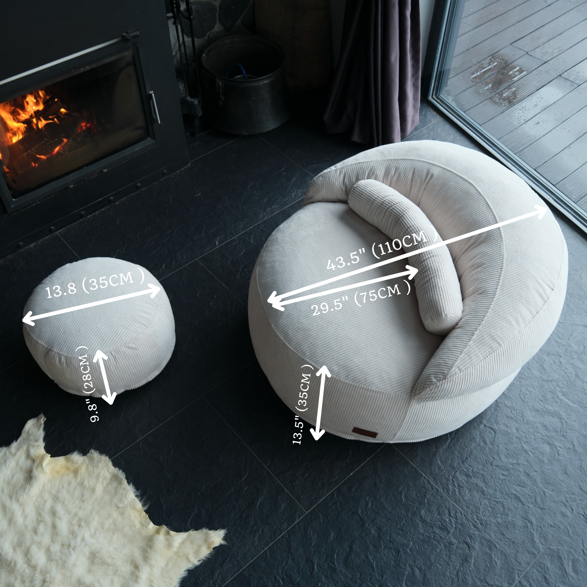 FELIXX Velvet Comfy Modern Pouf - Brick