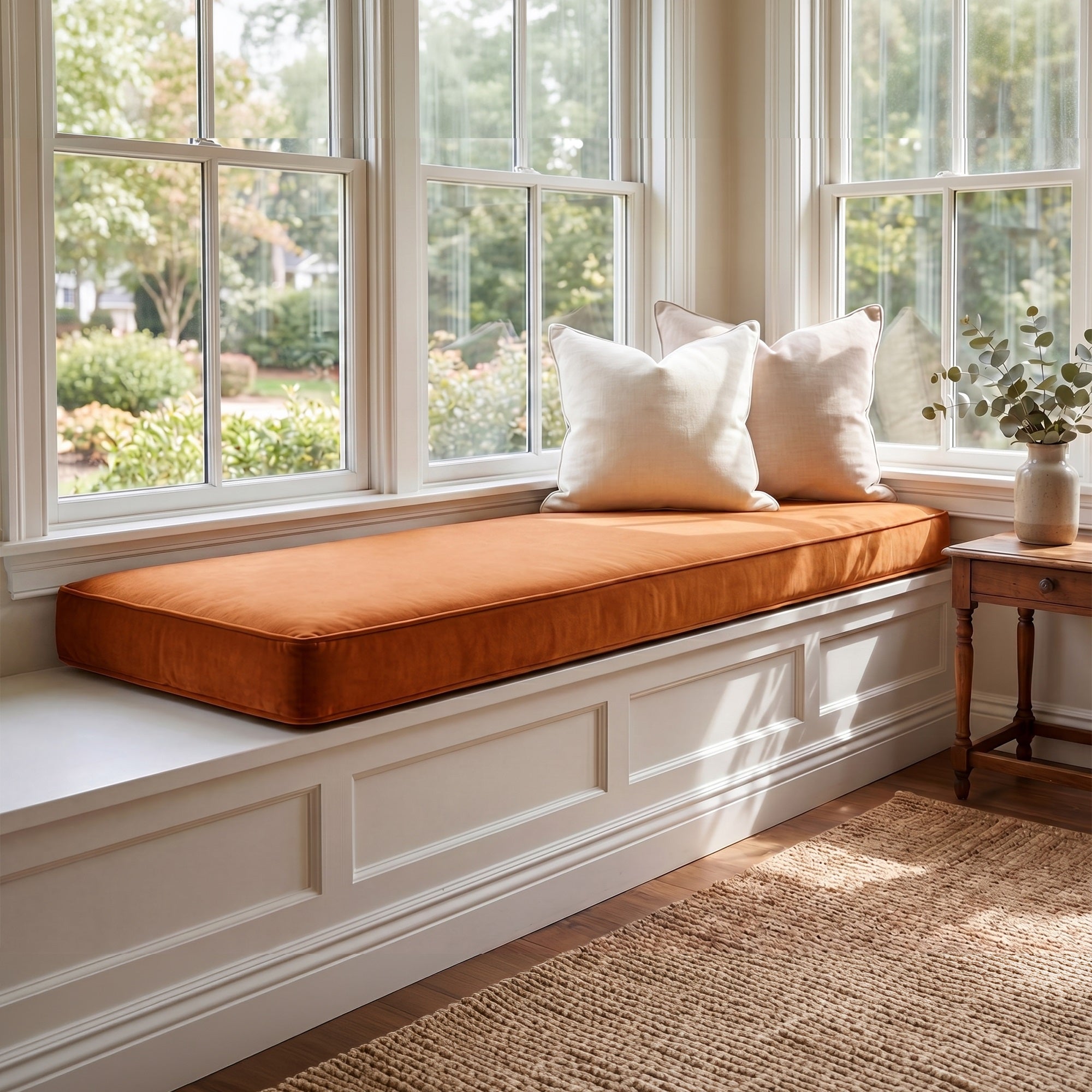 Custom Velvet & Cotton Terracotta Flat Window Seat Cushion - Baby 9