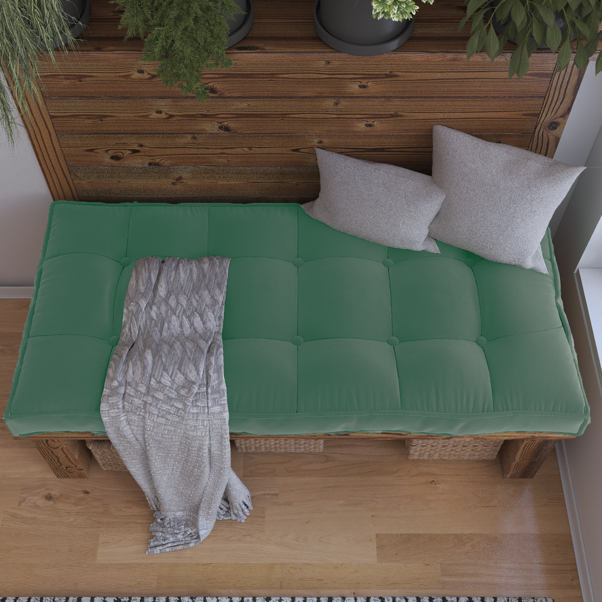 Farmhouse Tufted Bench Cushion Transforms Your Dining Bench With Rustic Style.