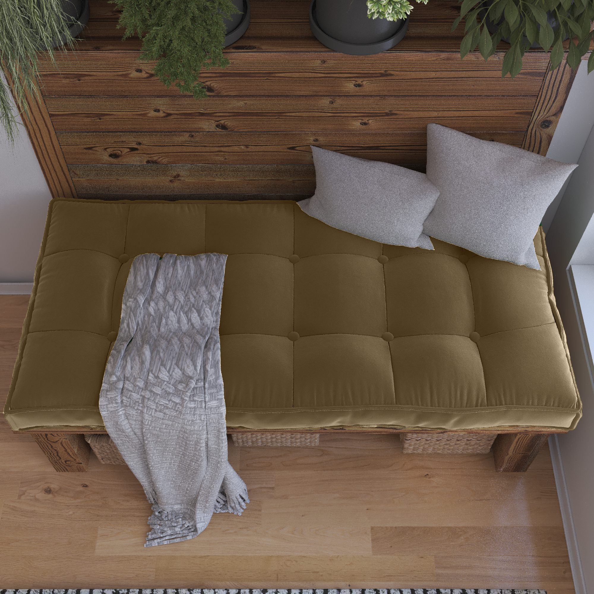 Farmhouse Tufted Bench Cushion Transforms Your Dining Bench With Rustic Style.