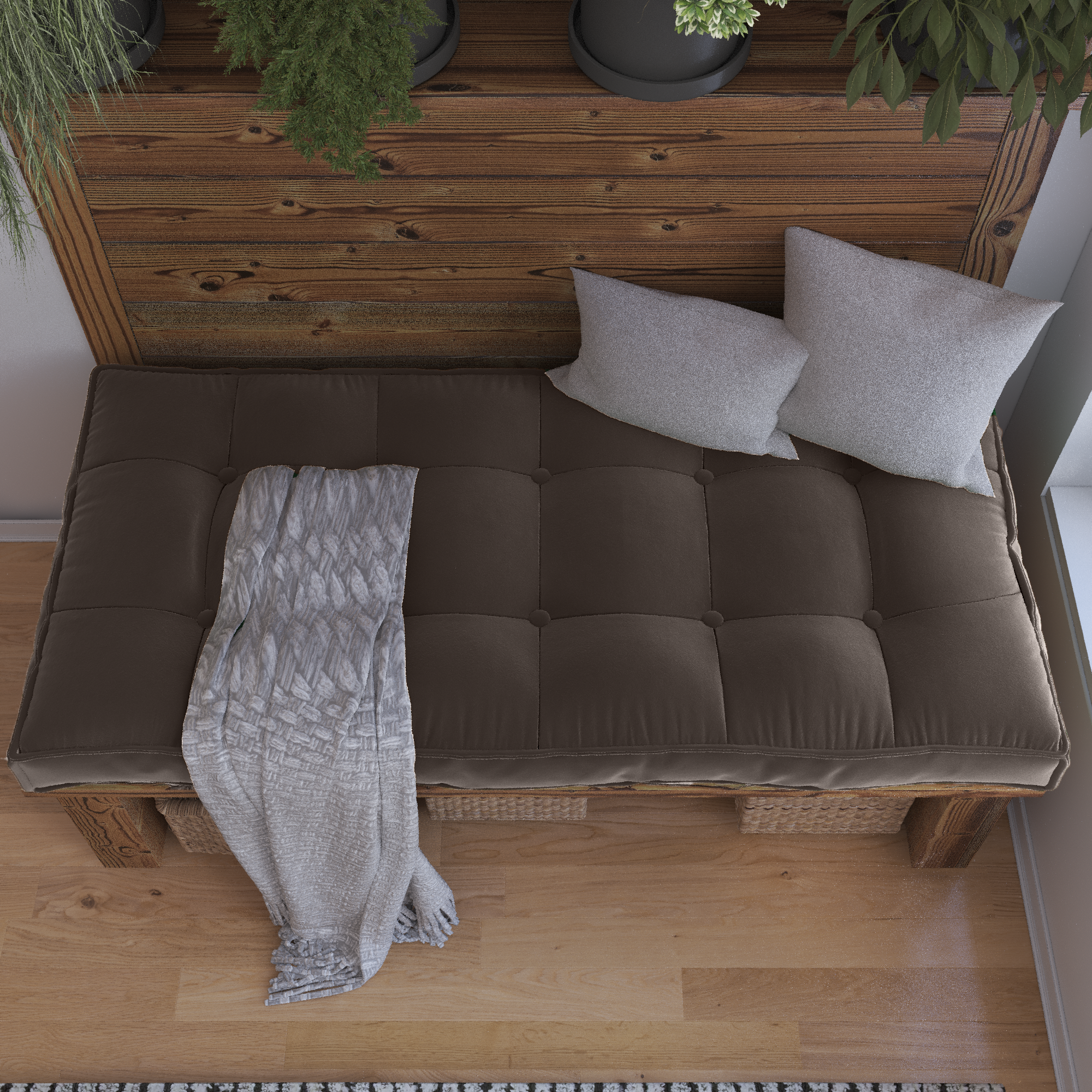 Farmhouse Tufted Bench Cushion Transforms Your Dining Bench With Rustic Style.