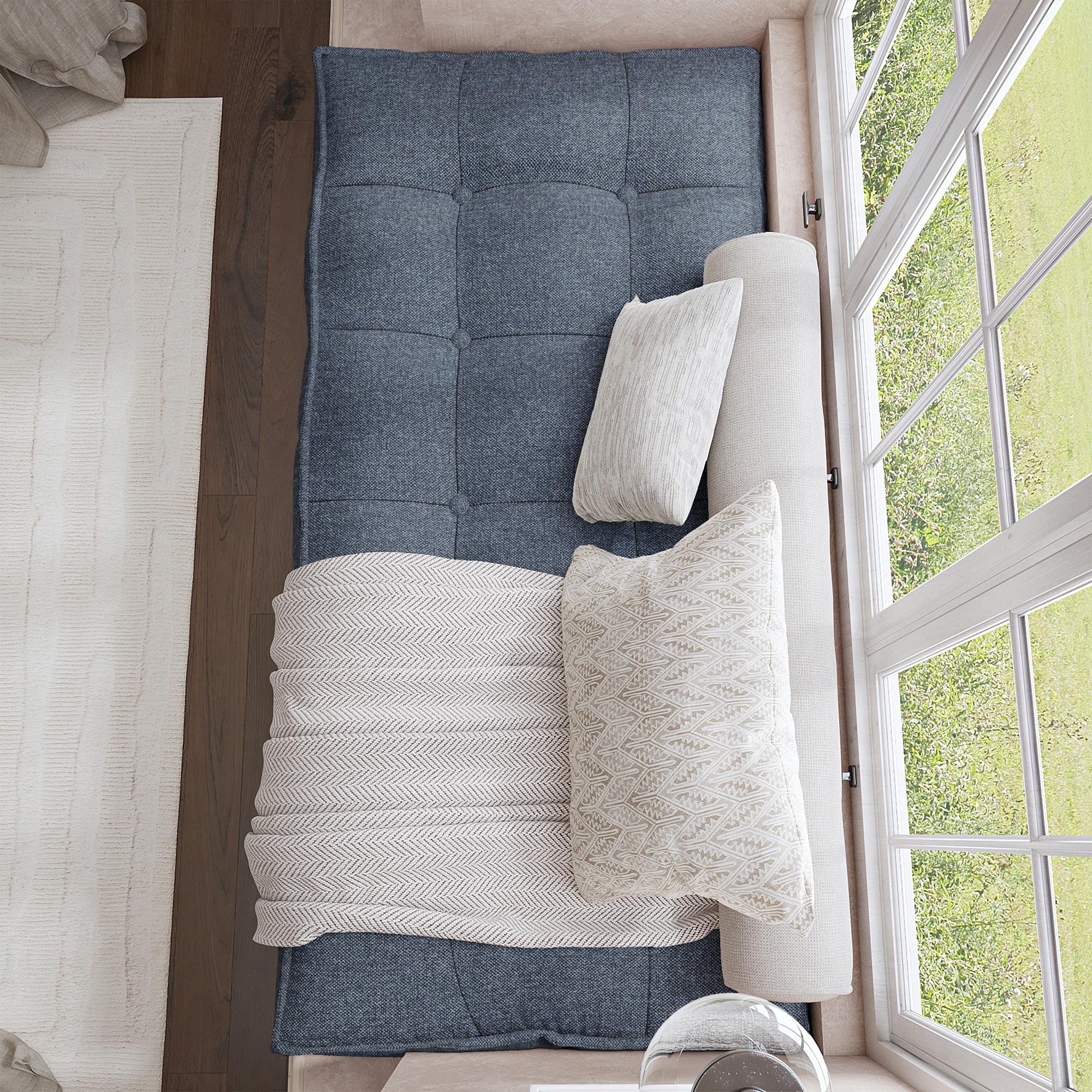 Farmhouse Tufted Bench Cushion Transforms Your Dining Bench With Rustic Style.