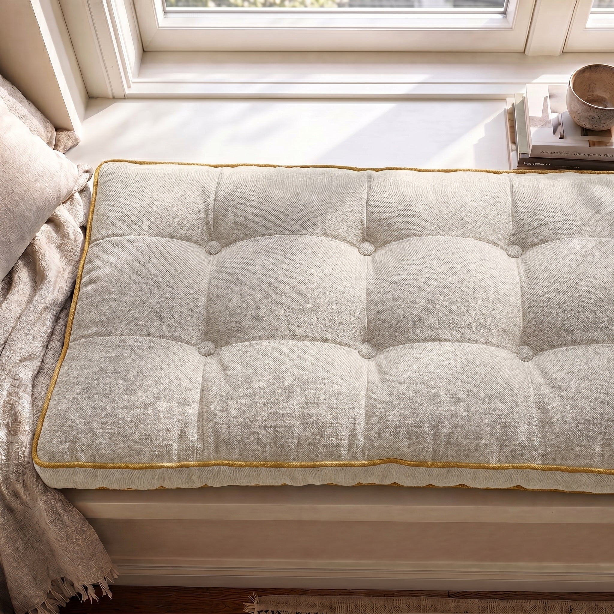 Custom Colorful Piping Tufted Bench Cushion