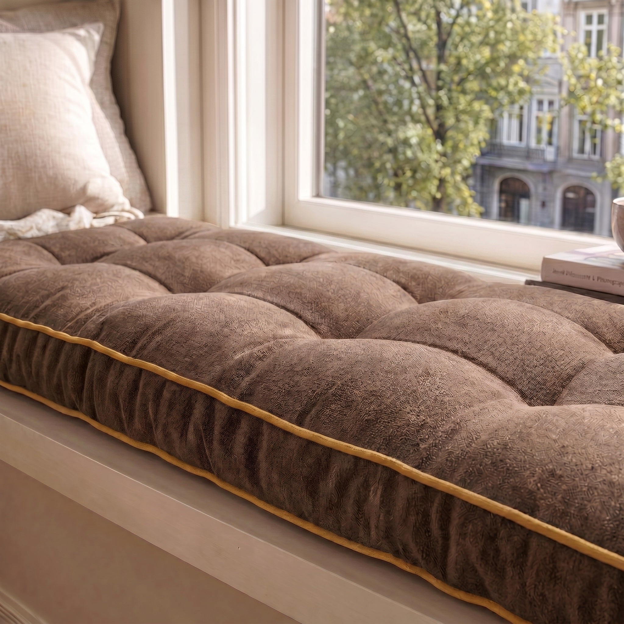 Custom Colorful Piping Tufted Bench Seat Cushion