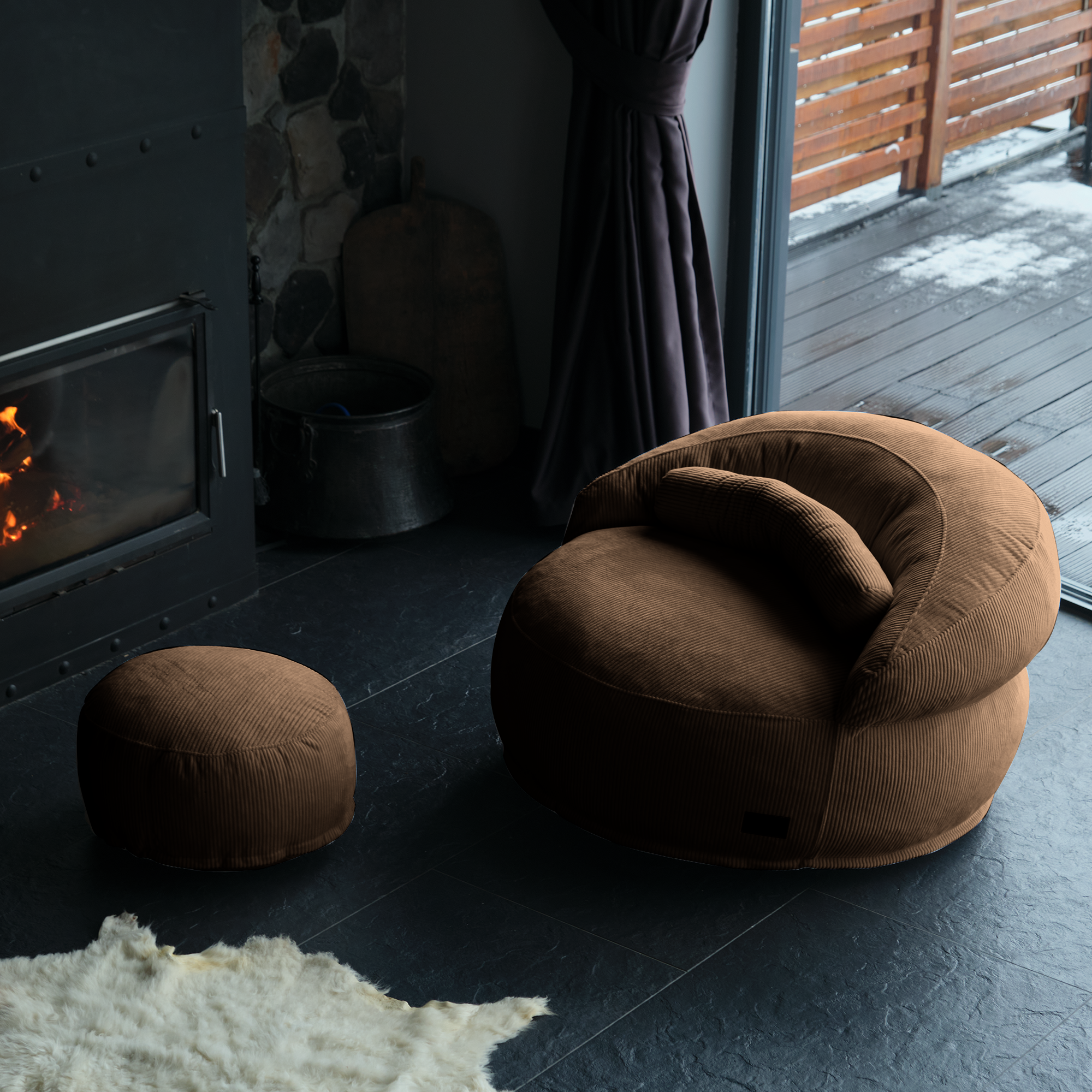 Round Pouf Chair Designed For Cozy And Modern Living Spaces