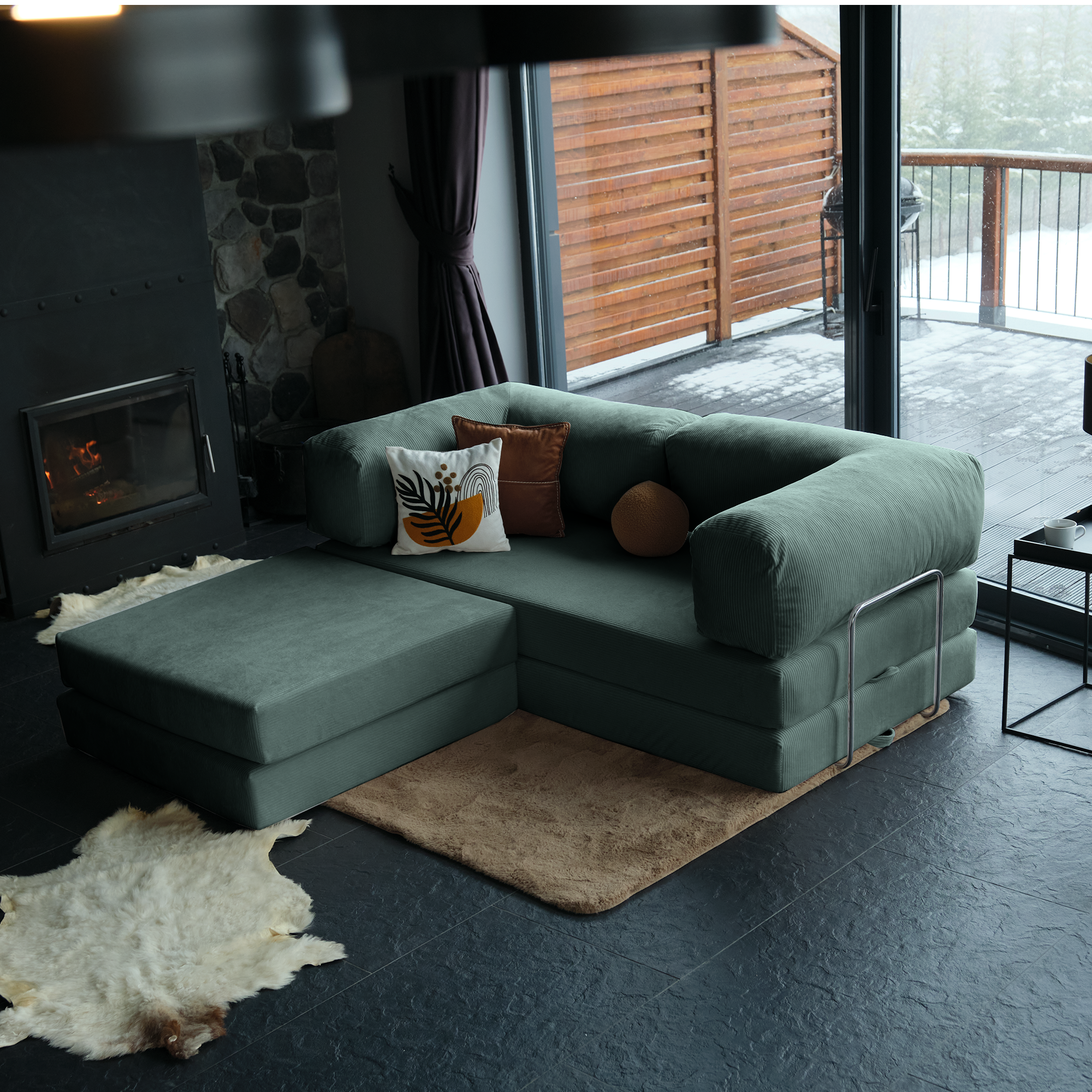 A Soft Teddy Sofa Bed That Blends Modern Comfort With Cozy Design, Perfect For Relaxing Or Hosting Overnight Guests