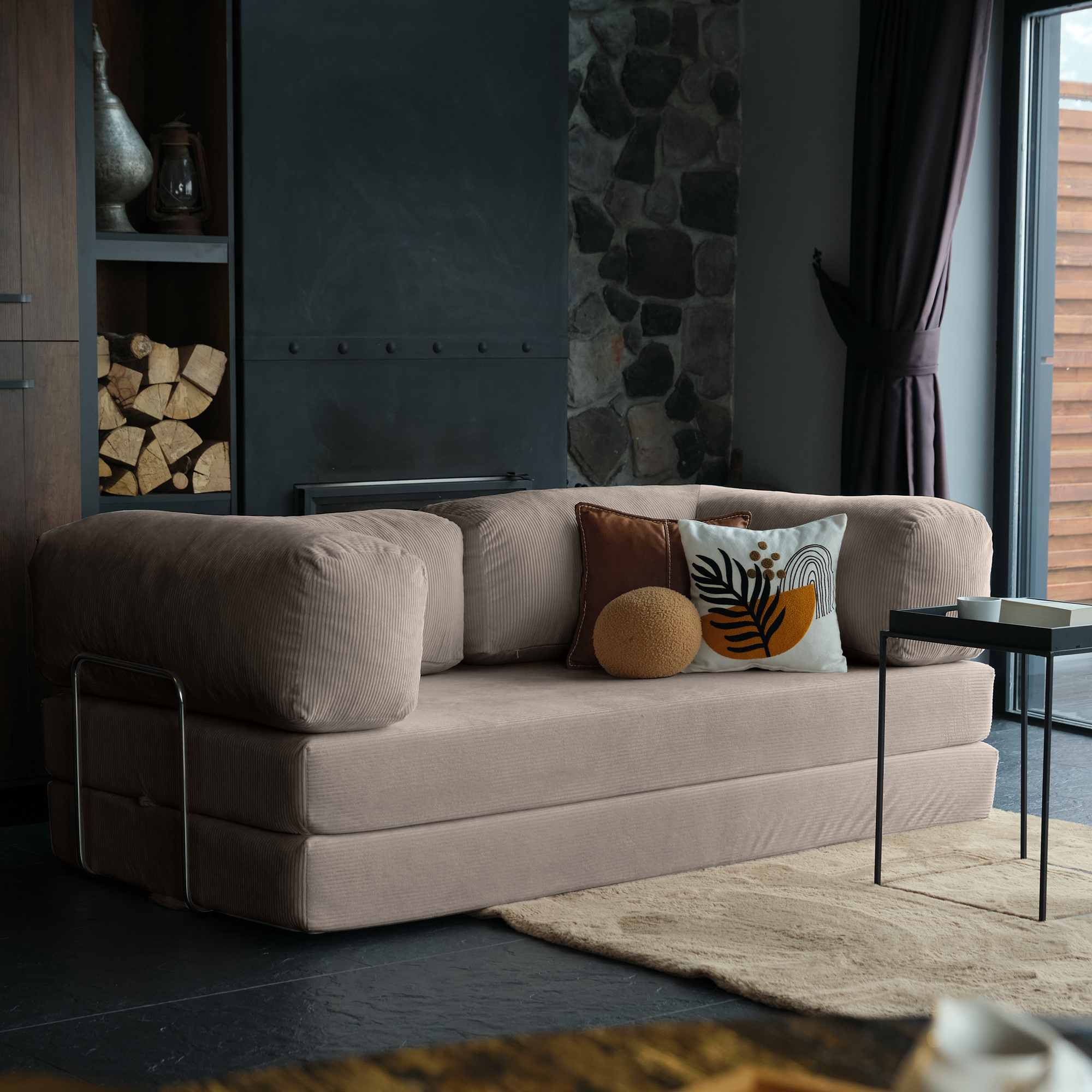 A Soft Teddy Sofa Bed That Blends Modern Comfort With Cozy Design, Perfect For Relaxing Or Hosting Overnight Guests