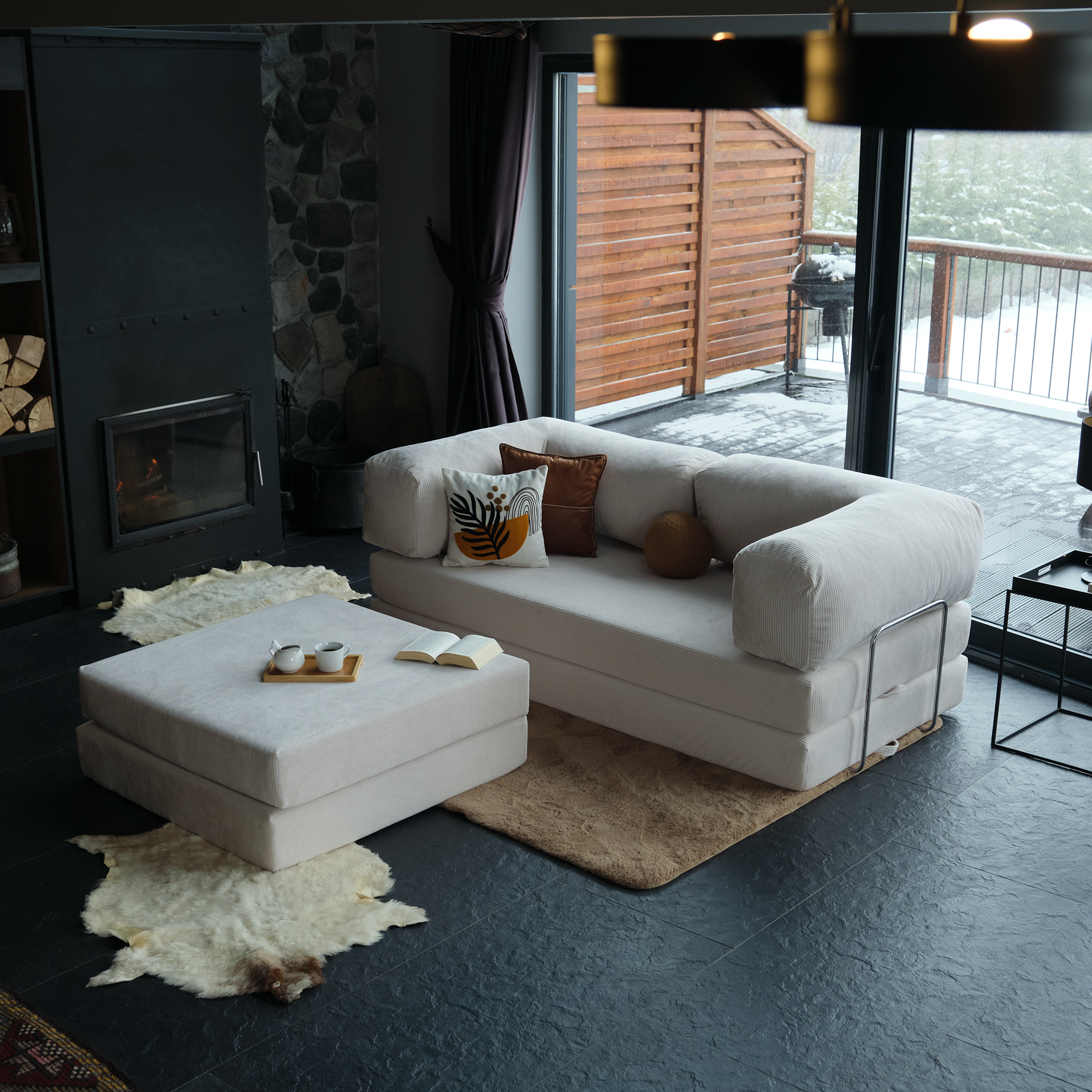 A Soft Teddy Sofa Bed That Blends Modern Comfort With Cozy Design, Perfect For Relaxing Or Hosting Overnight Guests