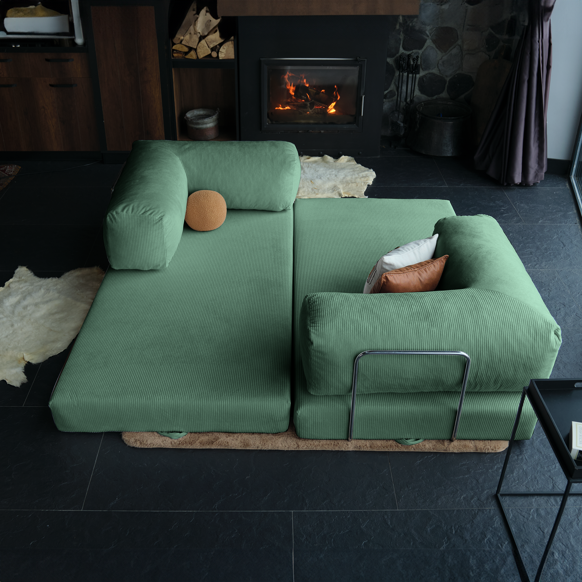 Luxurious Velvet Teddy Sofa Bed Designed For Comfort And Elegance, Ideal For Both Lounging And Creating A Chic Atmosphere