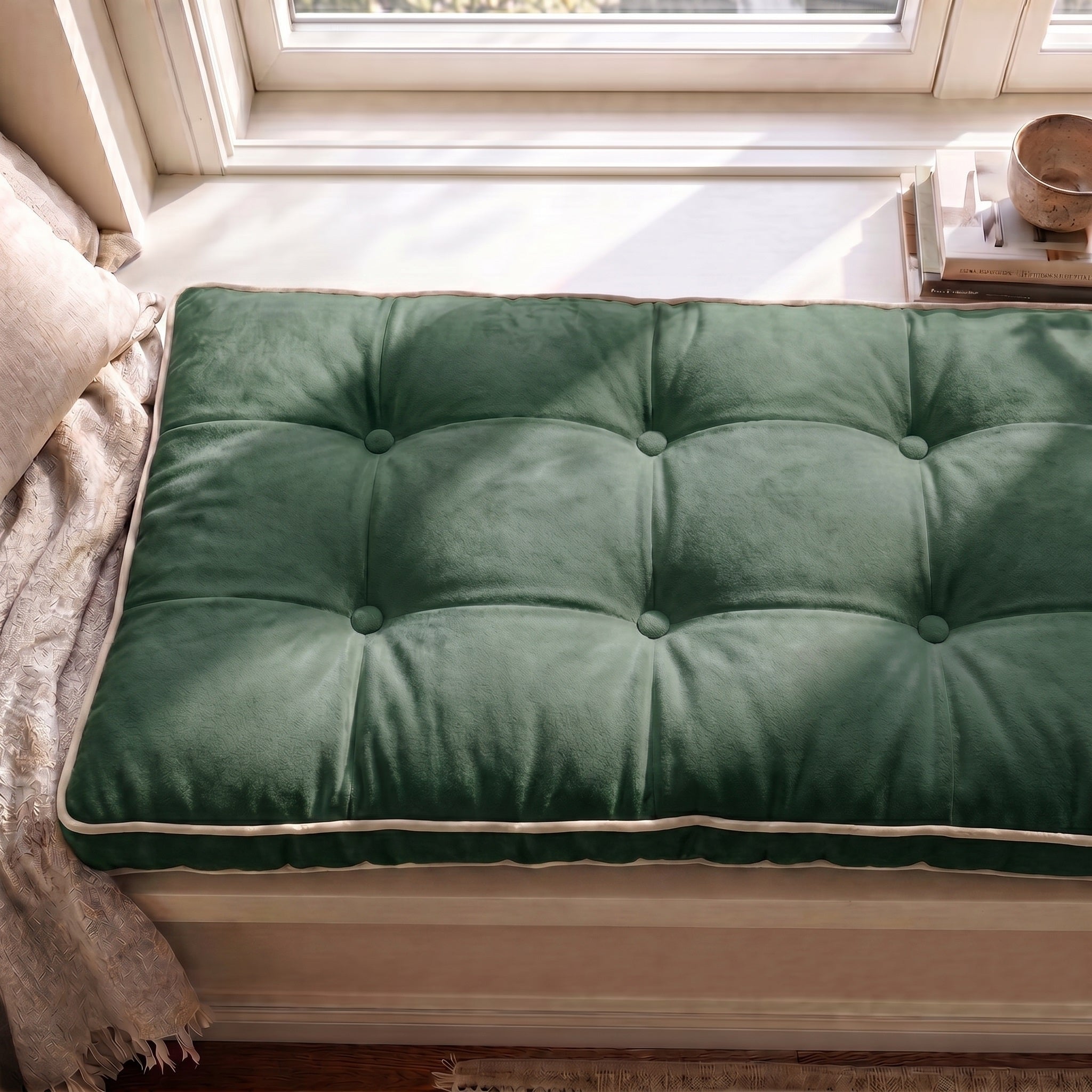 Custom Velvet & Cotton Colorful Piping Tufted Kallax Cushion