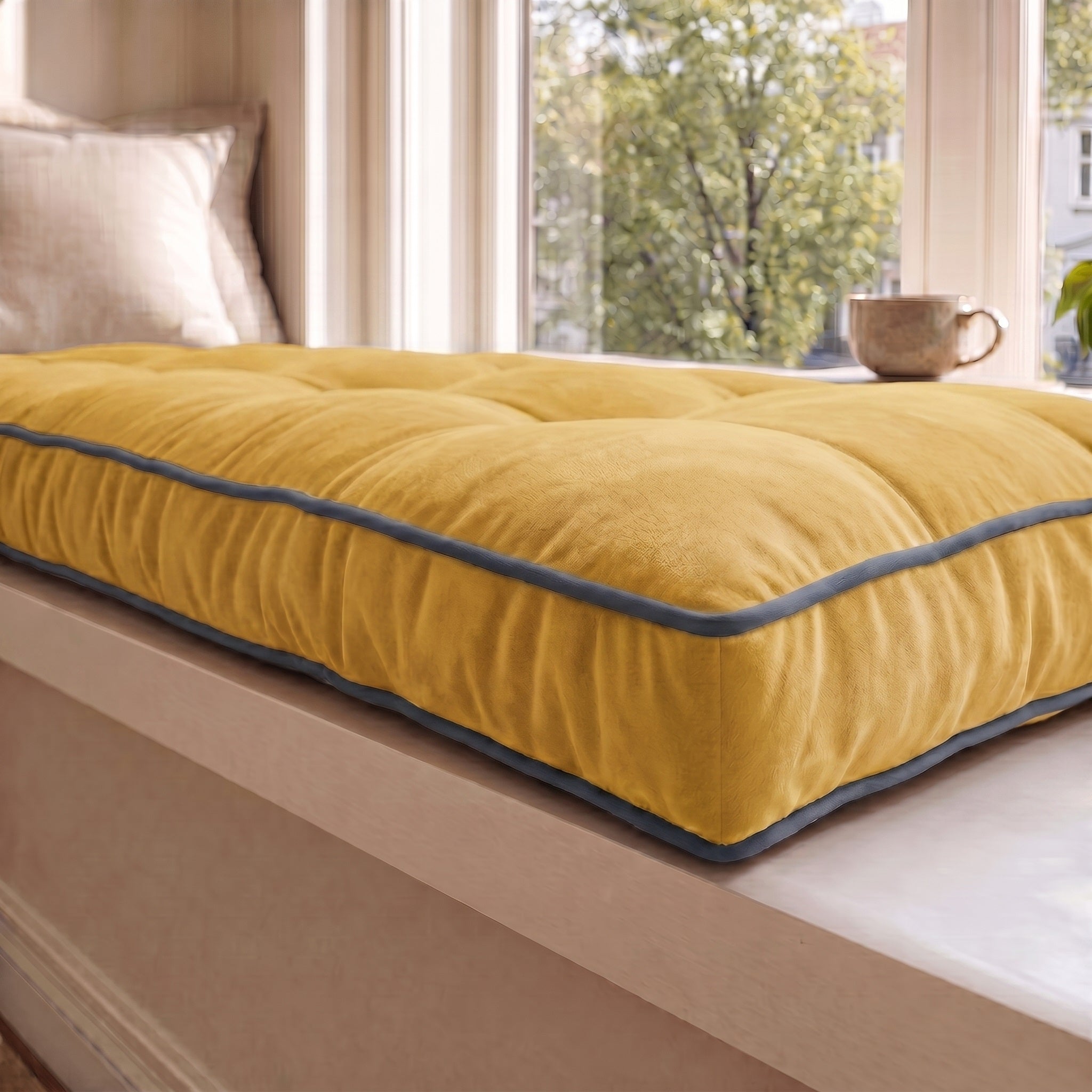 Custom Velvet & Cotton Colorful Piping Tufted Floor Cushion