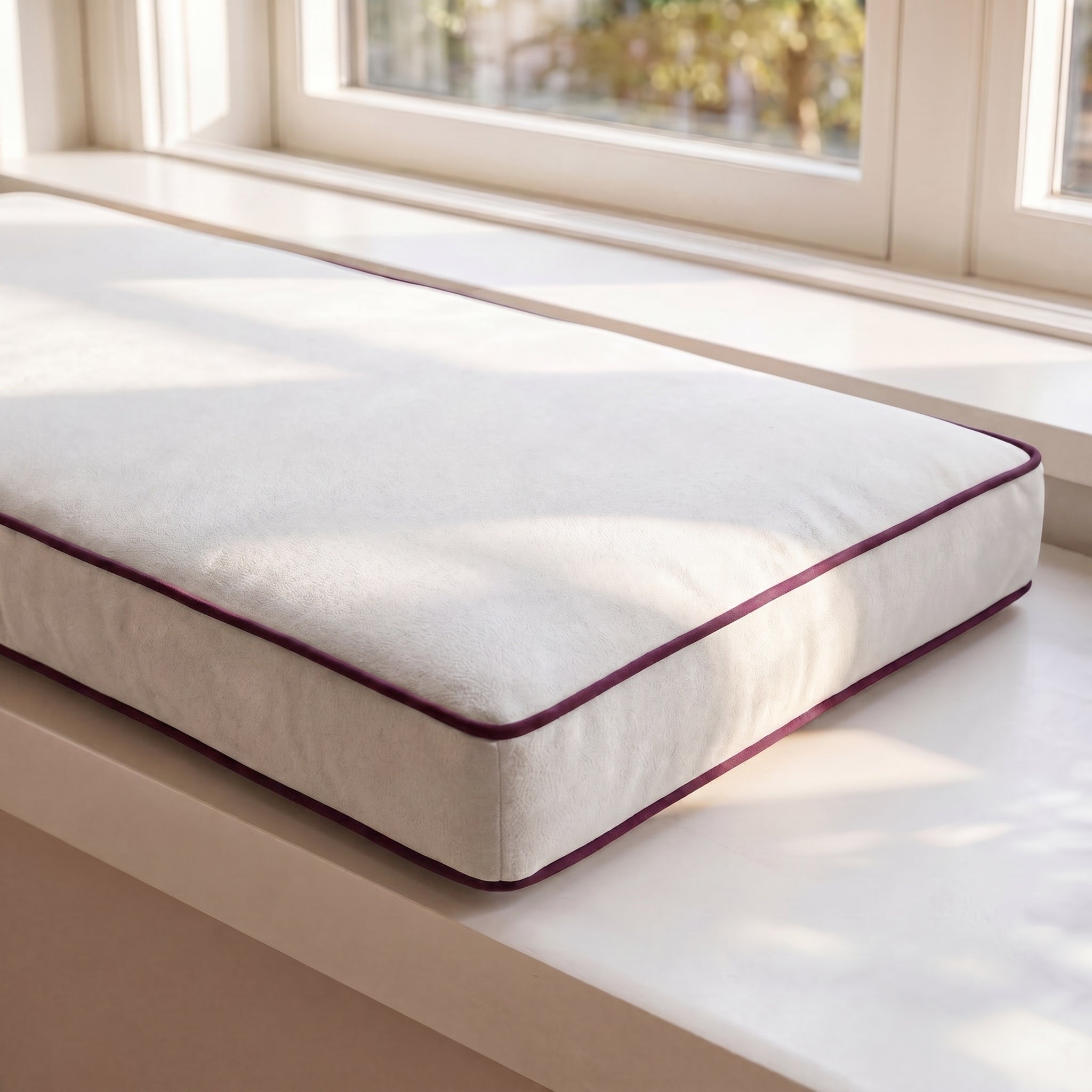 Custom Velvet & Cotton Colorful Piping Flat Window Seat Cushion
