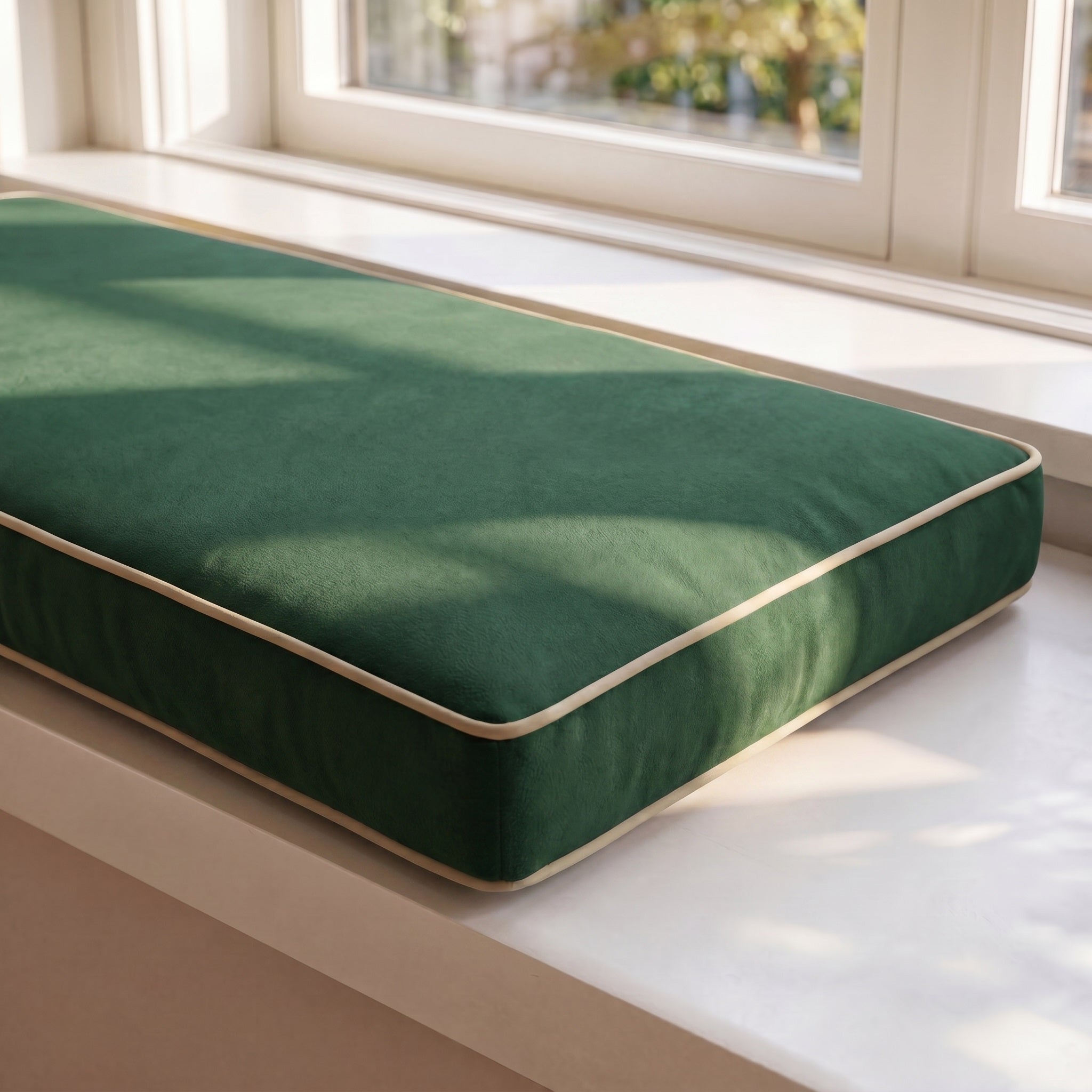 Custom Velvet & Cotton Colorful Piping Flat Dining Bench Cushion