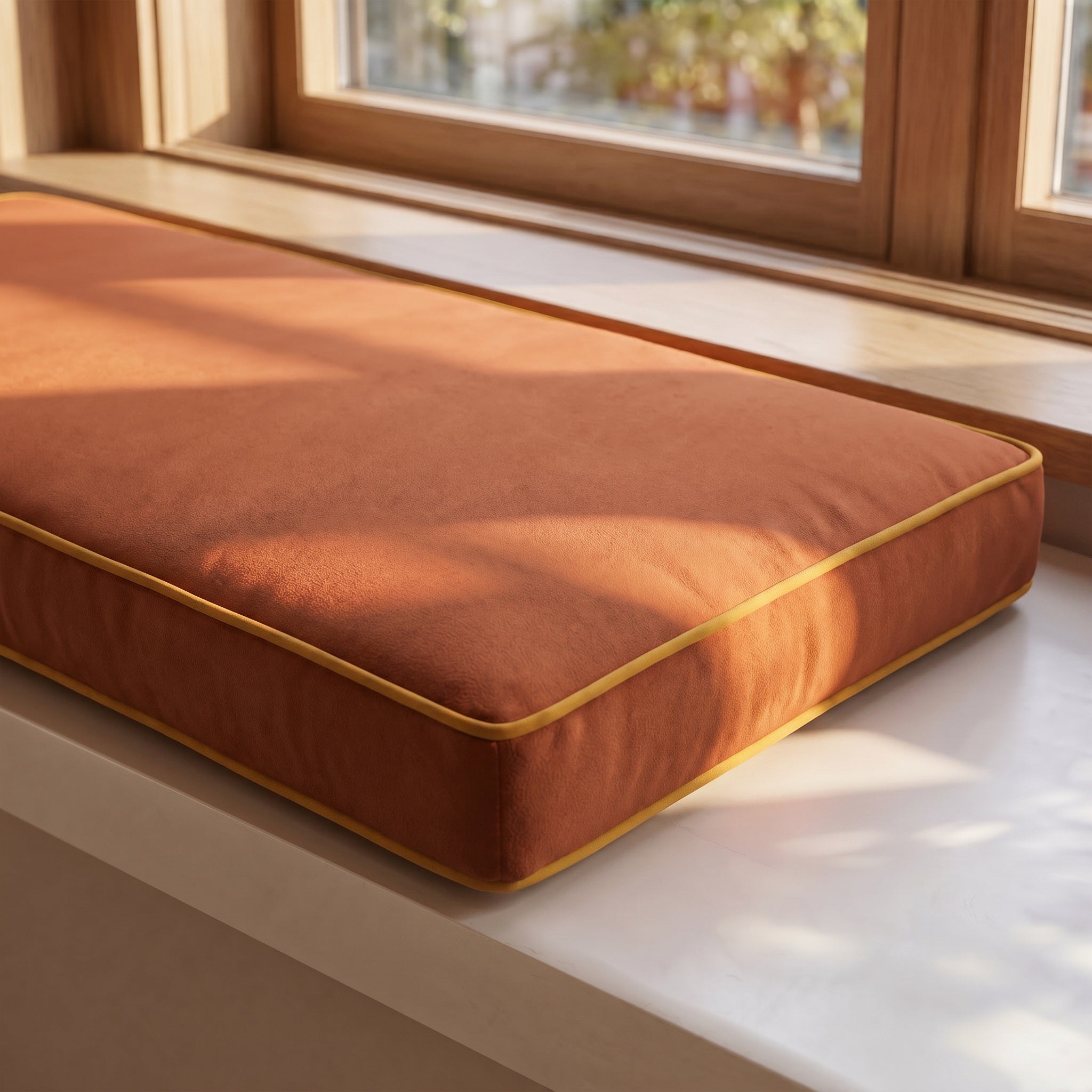 Custom Velvet & Cotton Colorful Piping Flat Window Seat Cushion Cover