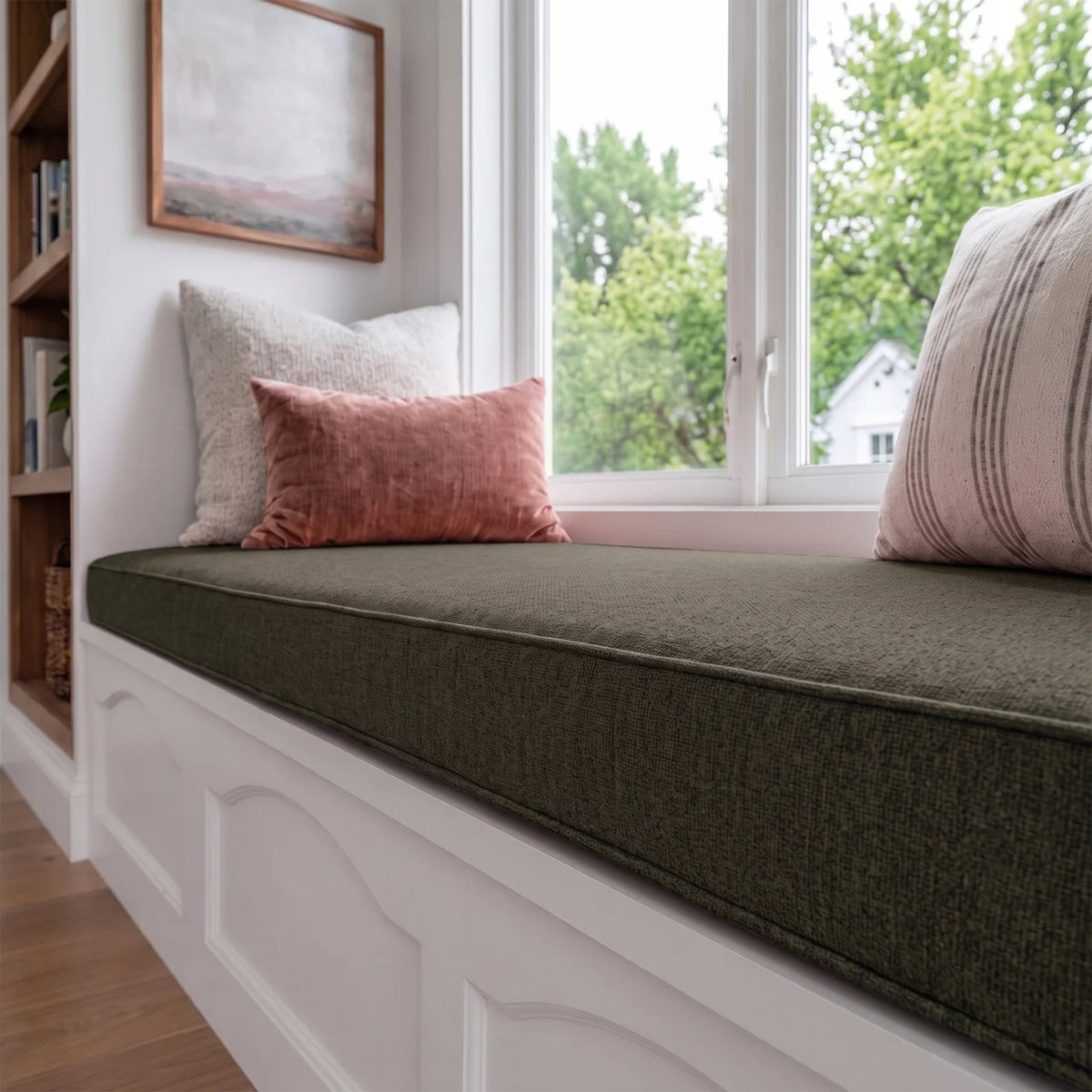 Custom Olive Flat Bench Cushion Cover - RS/11