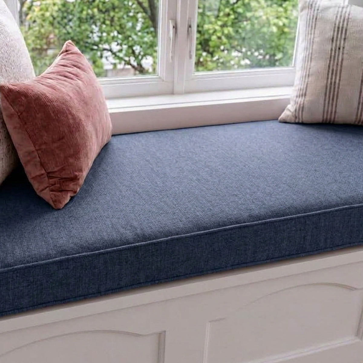 Custom Navy Flat Bench Cushion Cover - RS/17