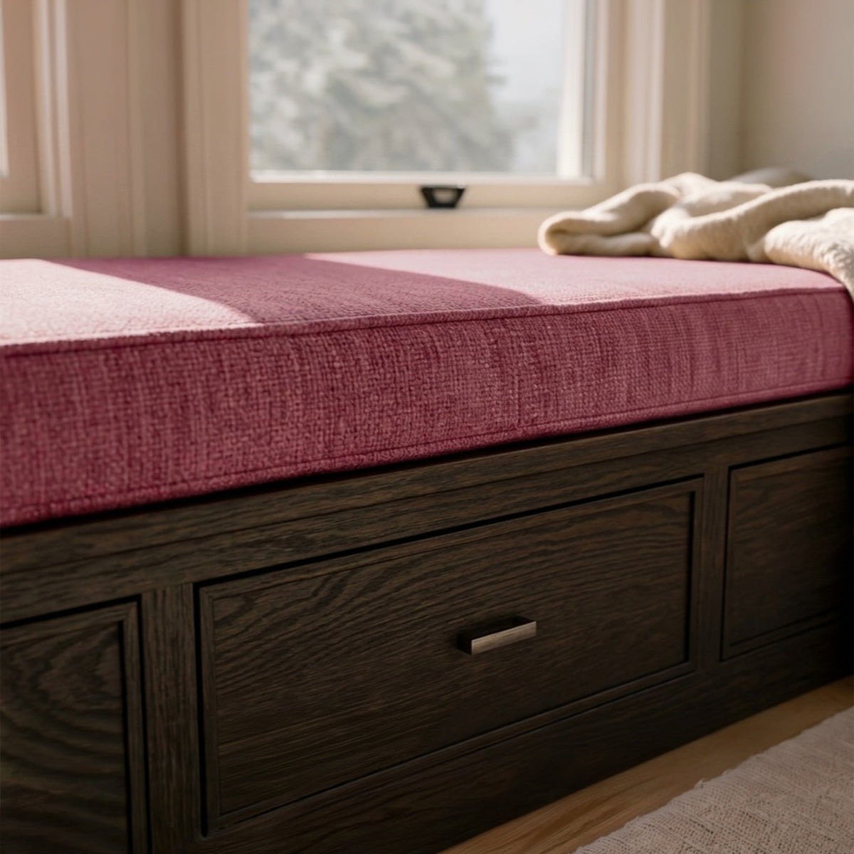 Custom Dusty Rose Flat Bench Cushion Cover - RS/7