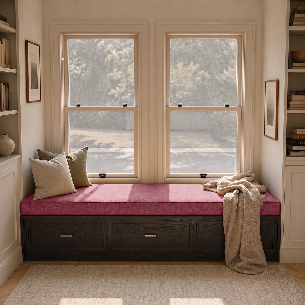 Custom Dusty Rose Flat Bench Cushion Cover - RS/7