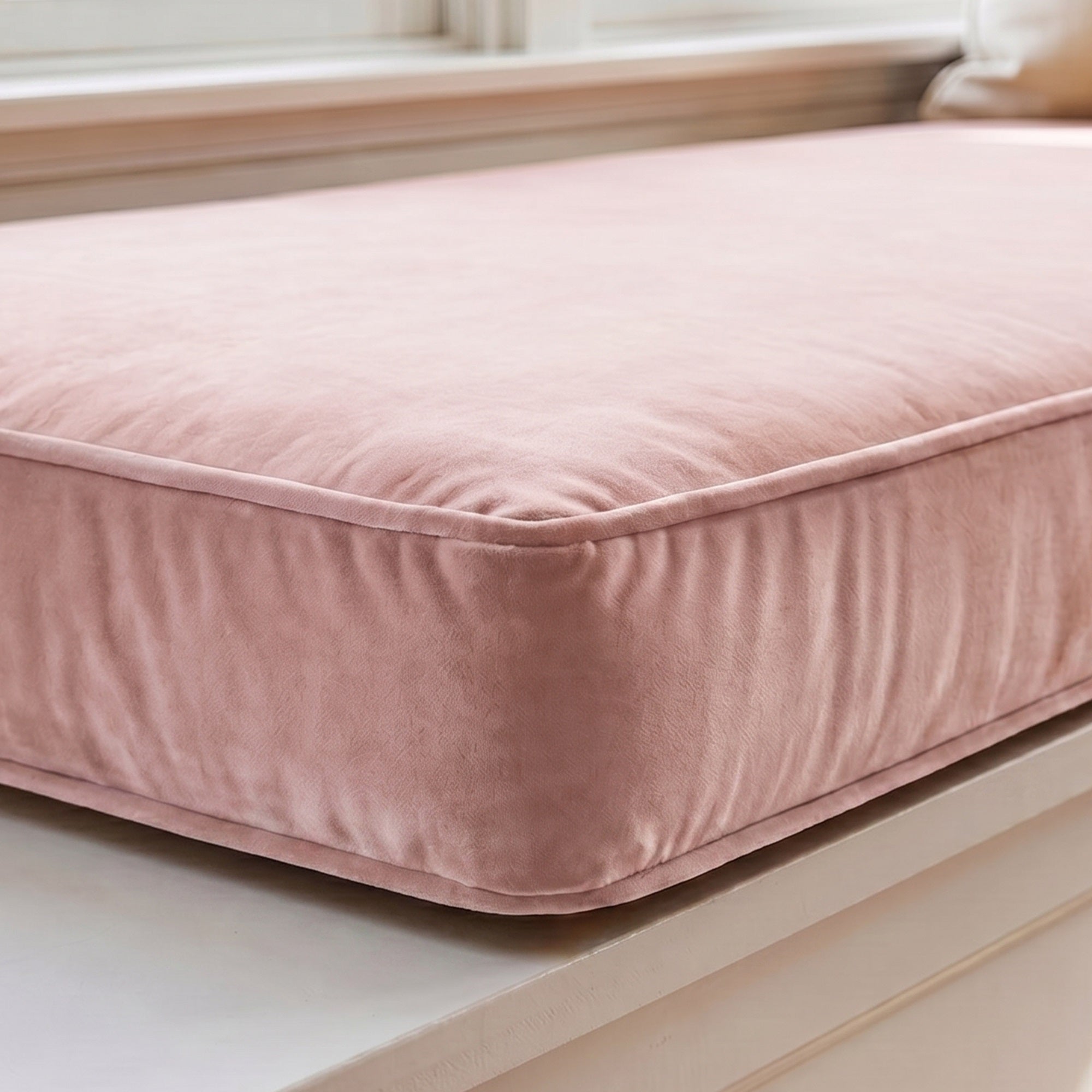 Custom Velvet & Cotton Pink Flat Window Seat Cushion COVER - Baby 11