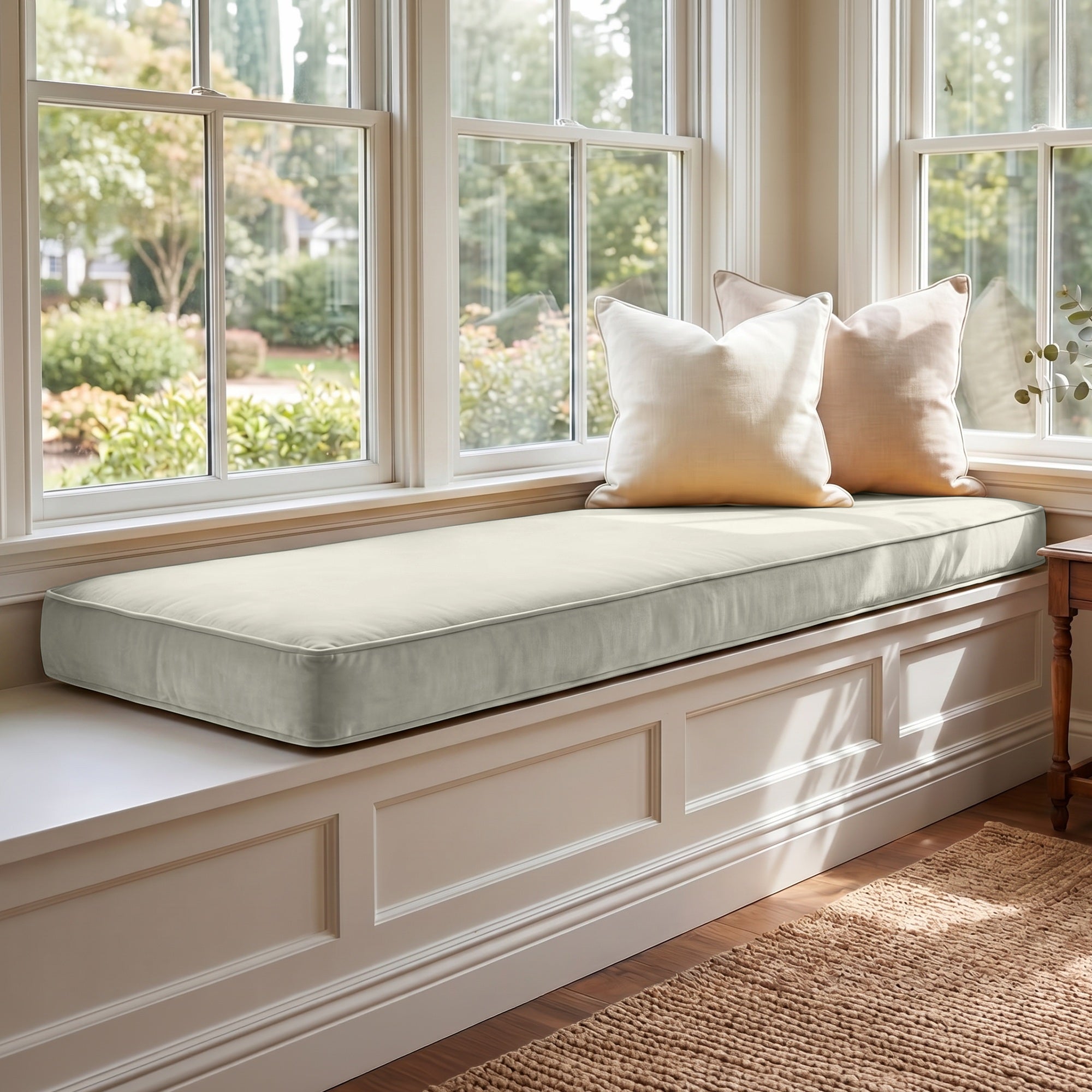 Custom Velvet & Cotton Gray Flat Window Seat Cushion COVER - Baby 4