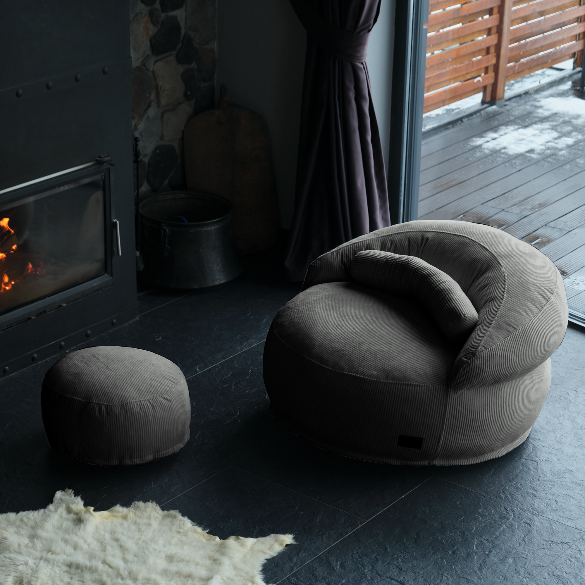 FELIXX Velvet Comfy Modern Pouf - Anthracite