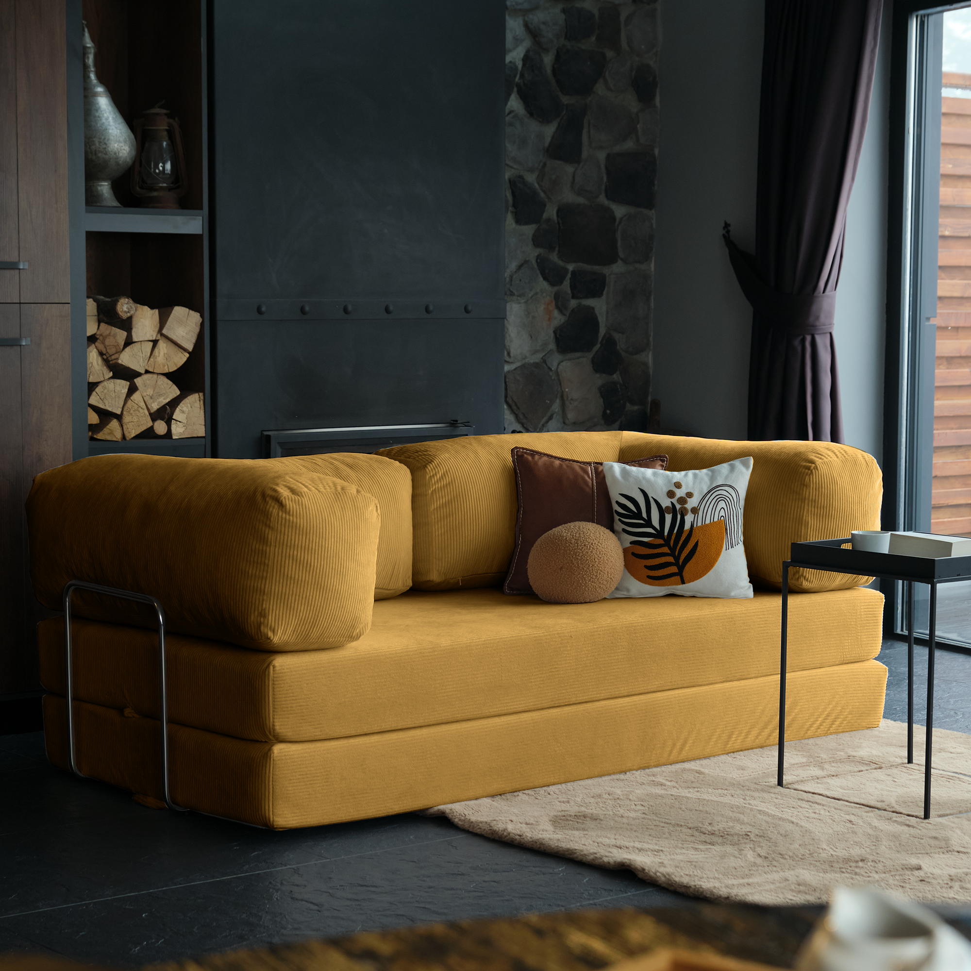 Teddy Sofa Bed - Mustard