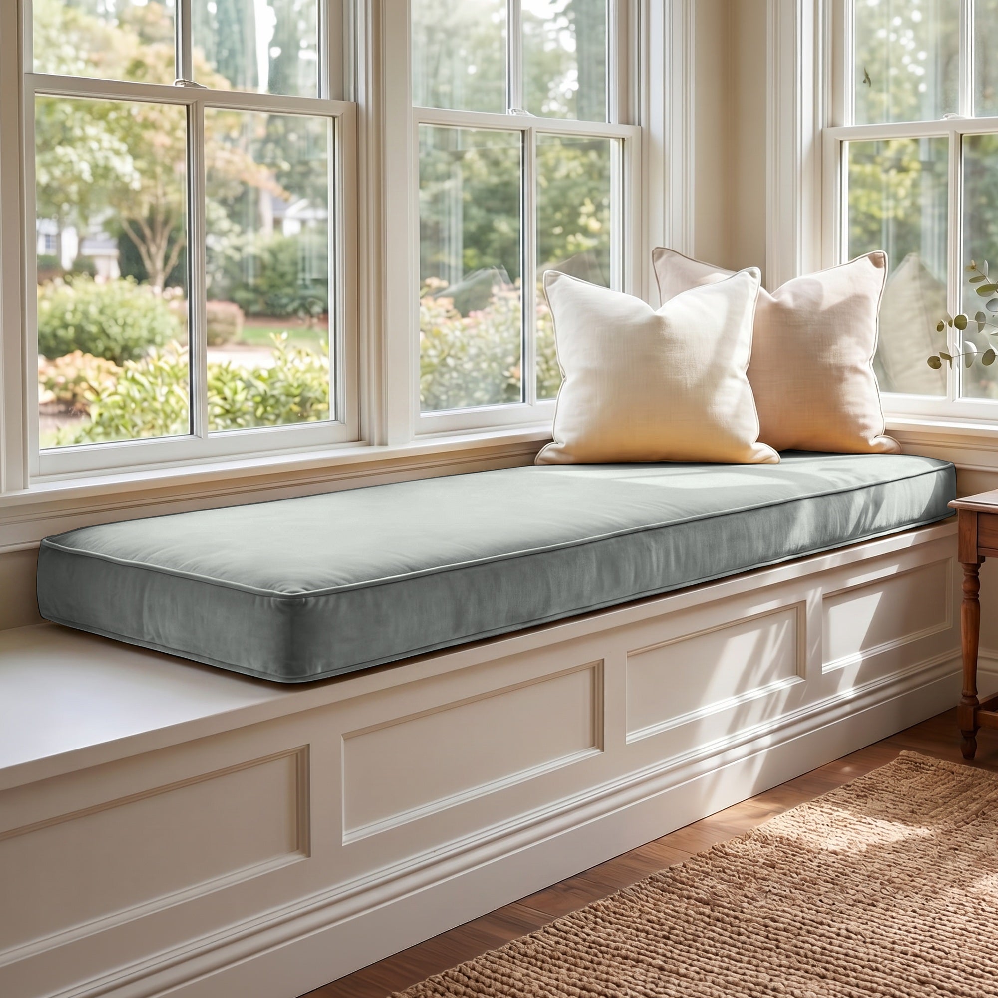 Custom Velvet & Cotton Milky Coffee Flat Window Seat Cushion COVER - Baby 5