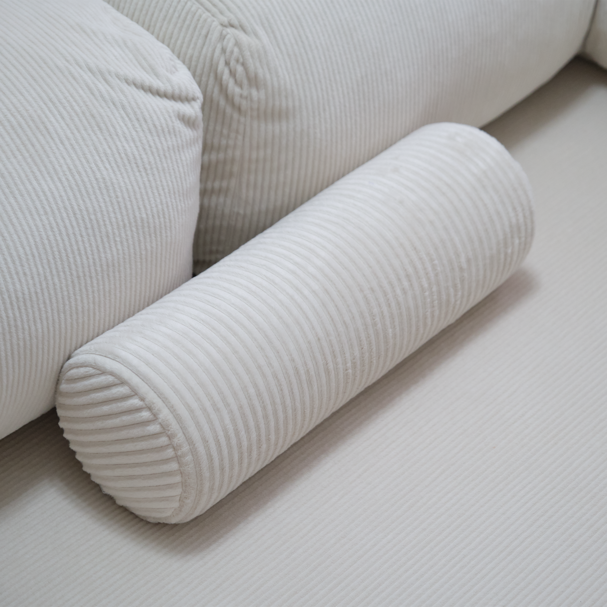 COR Custom Color Striped Cylinder Pillow - Off White