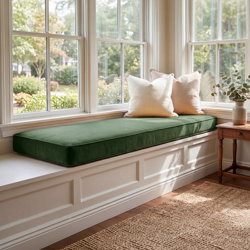 Custom Velvet & Cotton Green Flat Window Seat Cushion COVER - Baby 15