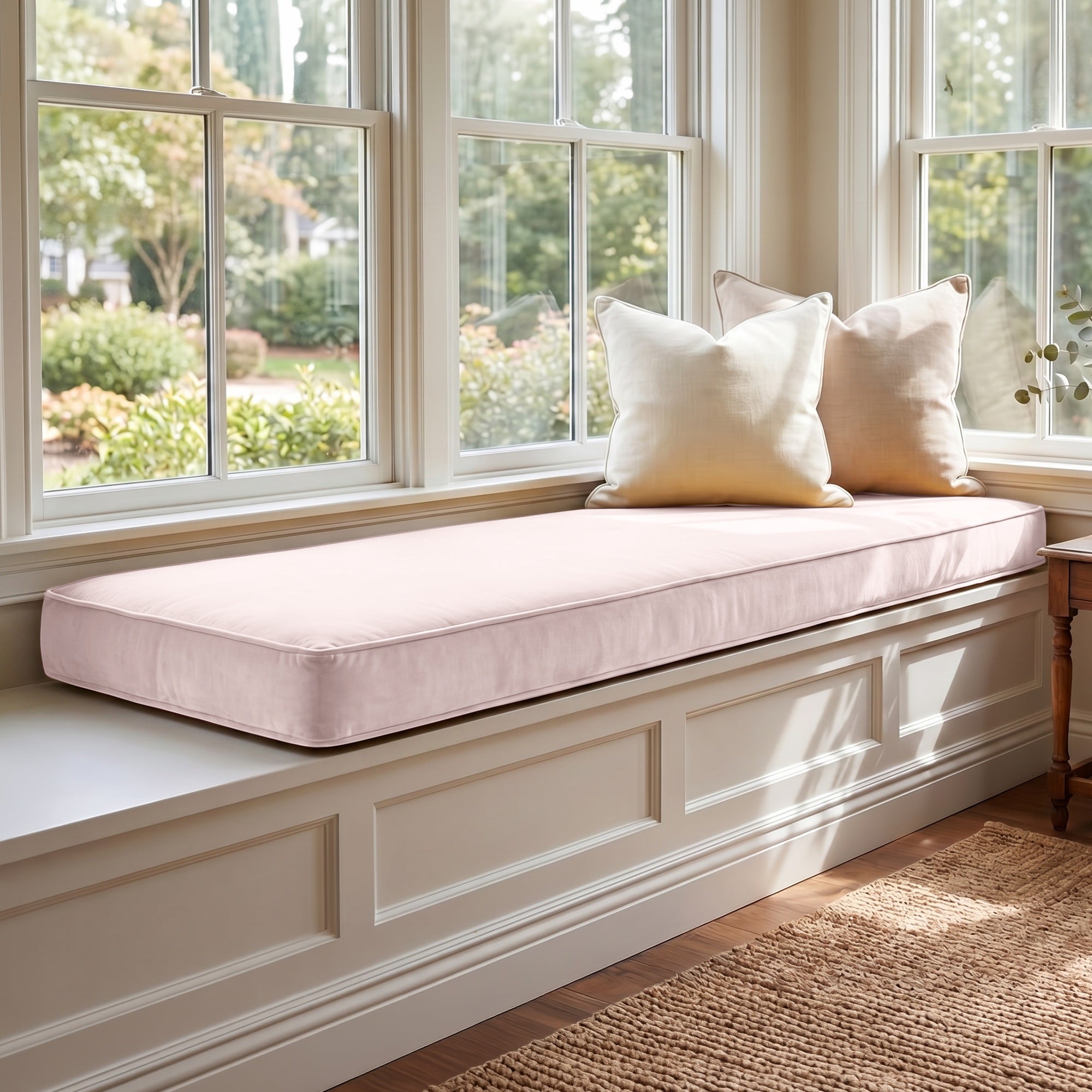 Custom Velvet & Cotton Dusty Pink Flat Window Seat Cushion COVER - Baby 10
