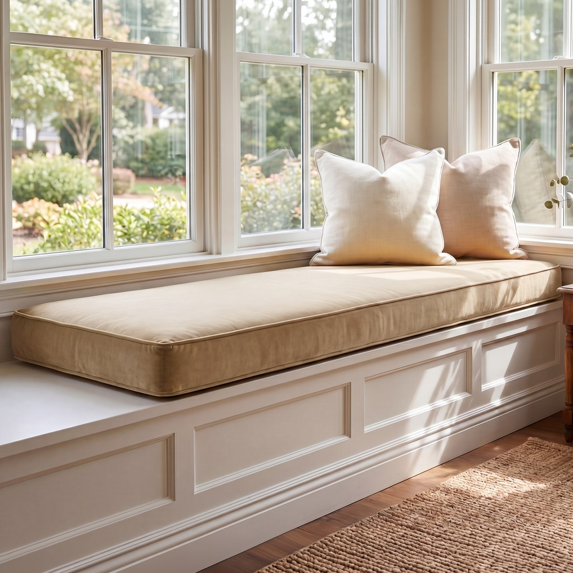 Custom Velvet & Cotton Bronze Flat Window Seat Cushion COVER - Baby 6