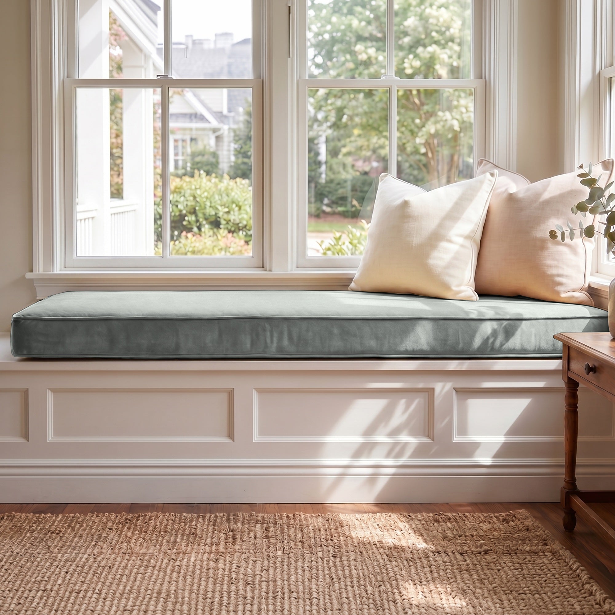 Custom Velvet & Cotton Milky Coffee Flat Window Seat Cushion COVER - Baby 5