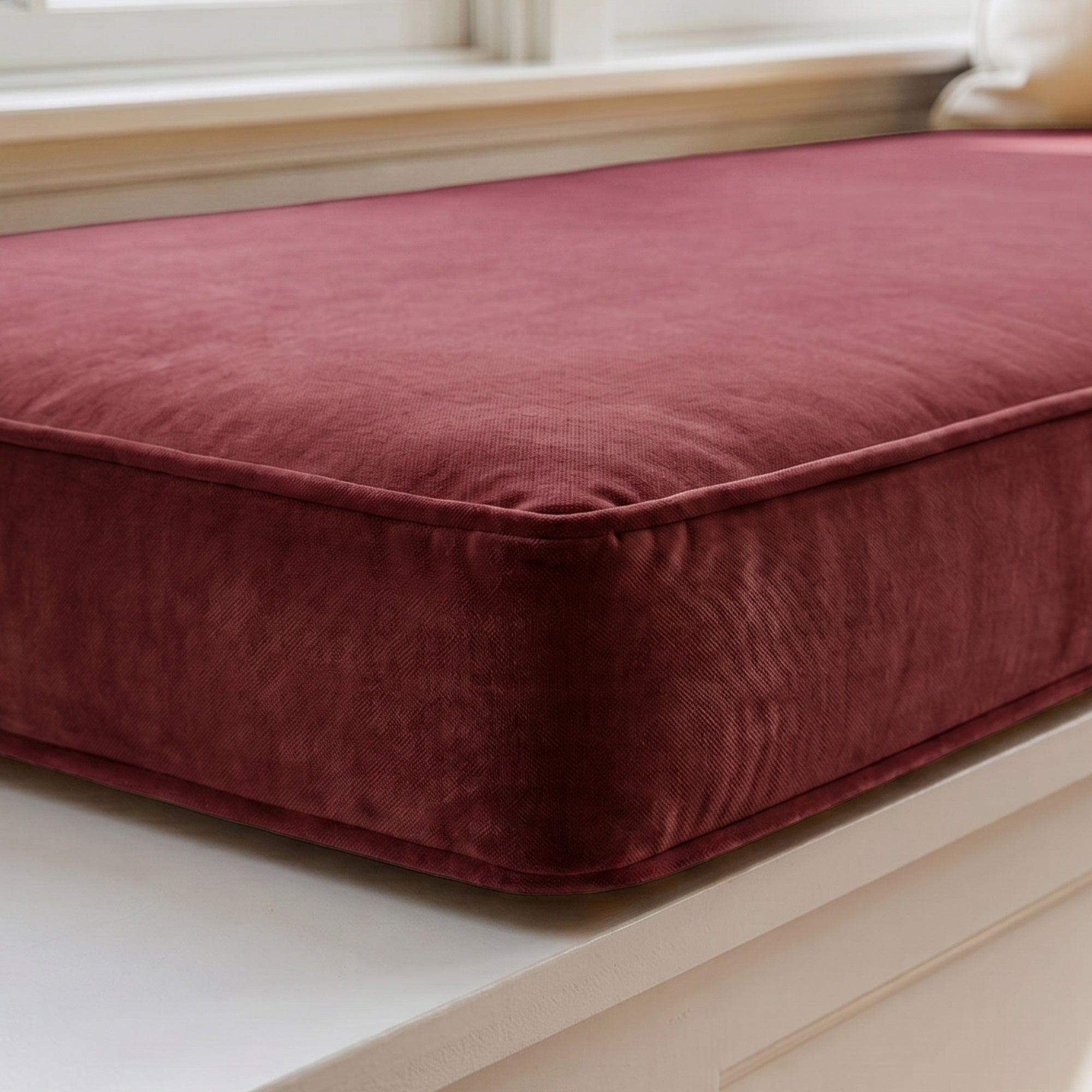 Custom Velvet & Cotton Plum Flat Window Seat Cushion COVER - Baby 14