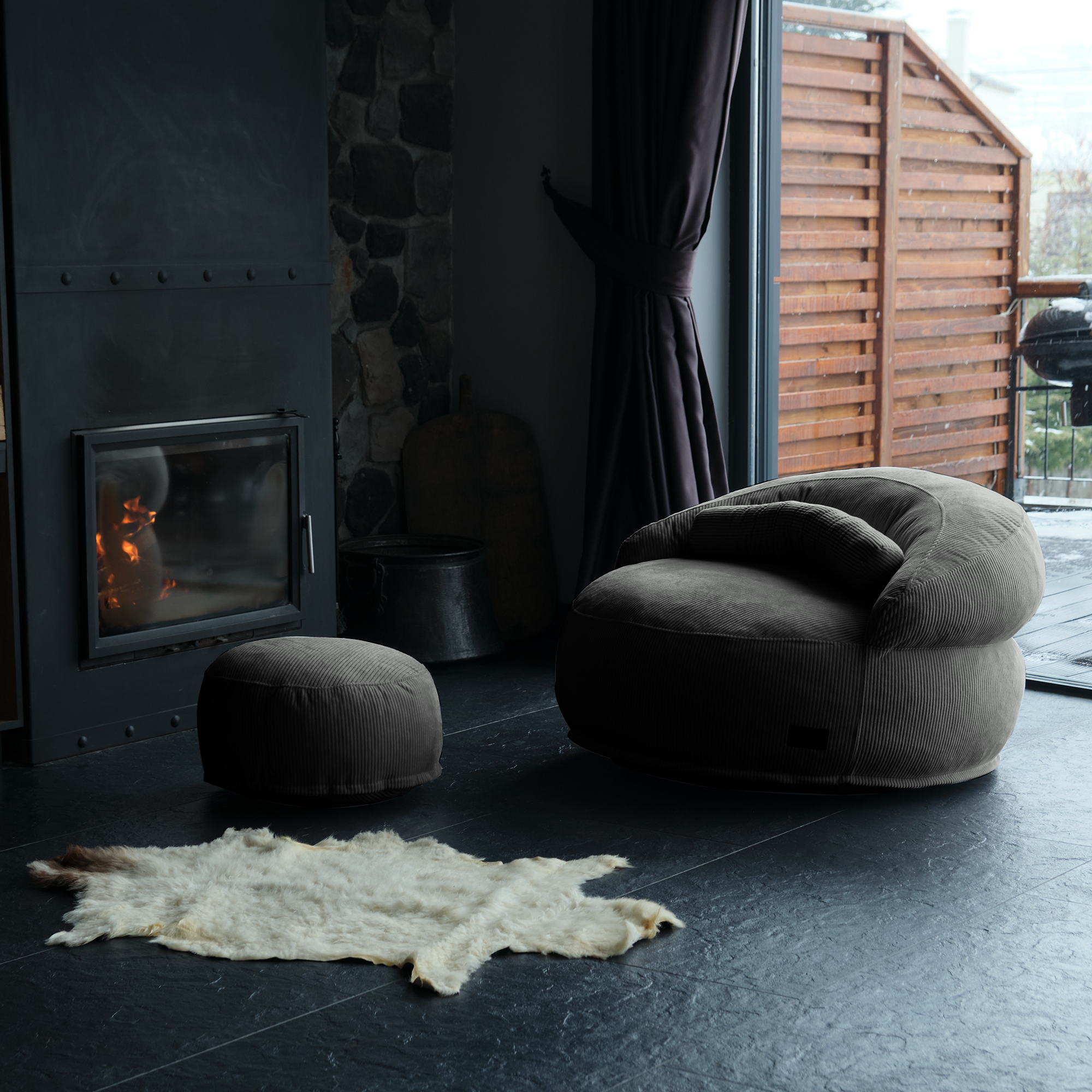 FELIXX Velvet Comfy Modern Pouf - Anthracite