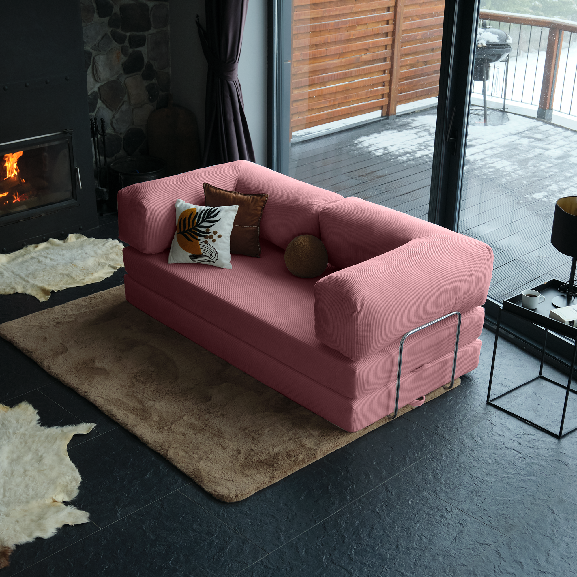 Teddy Sofa Bed - Pink